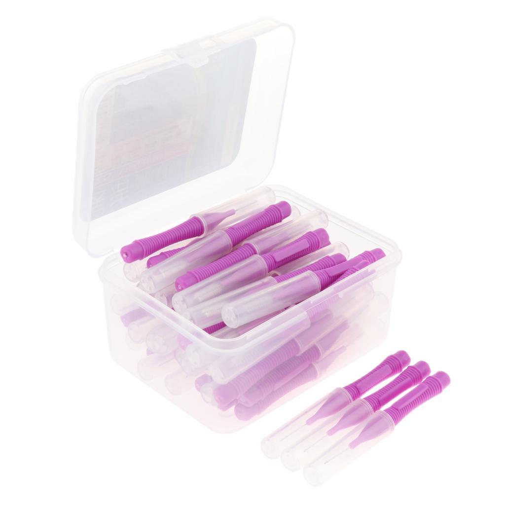 40 Pieces/ Box Dental Interdental Brush Tooth Pick Flosser Toothpick Sticks Purple 1.5mm