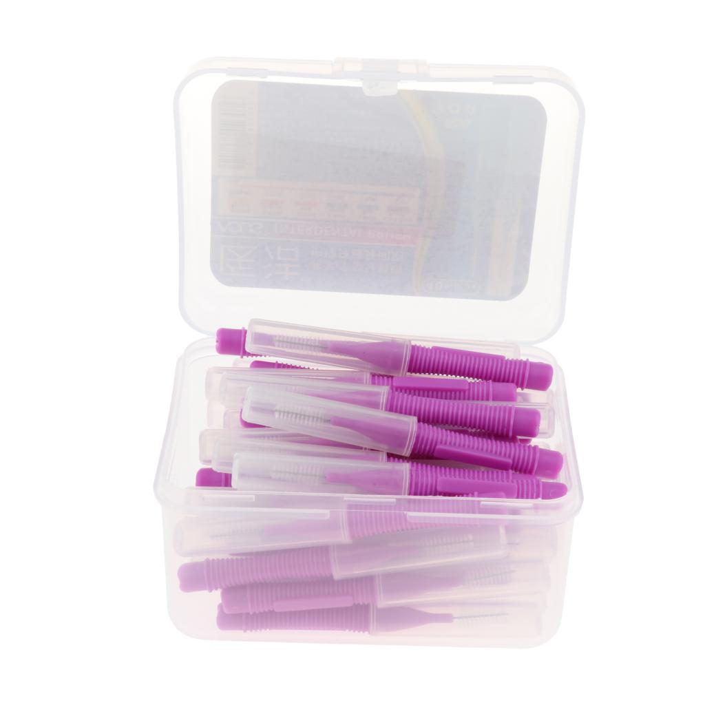 40 Pieces/ Box Dental Interdental Brush Tooth Pick Flosser Toothpick Sticks Purple 1.5mm