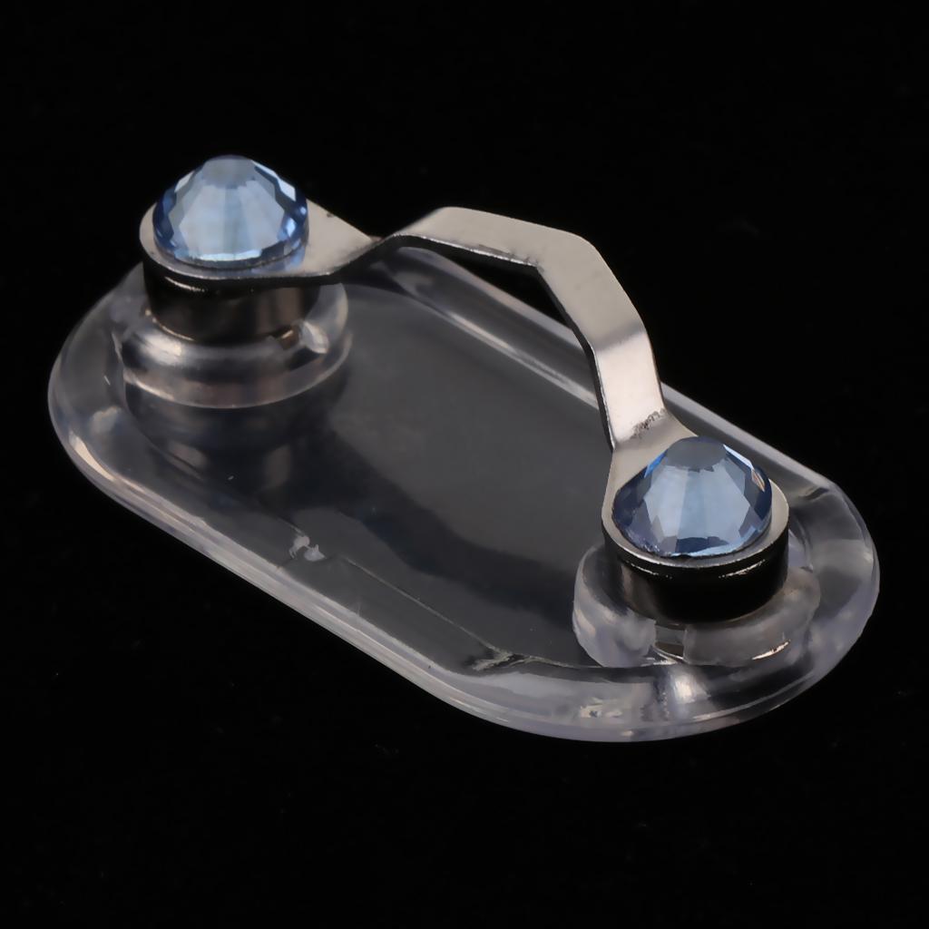 Stainless Steel Eyeglass Holder ID Badge Hanging Clip Holder Light Blue