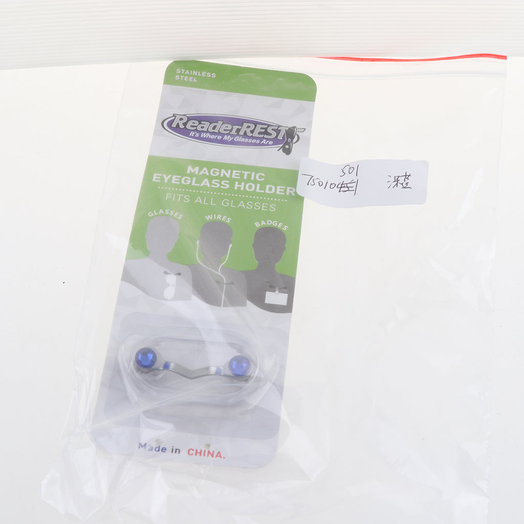 Stainless Steel Eyeglass Holder ID Badge Hanging Clip Holder Dark Blue