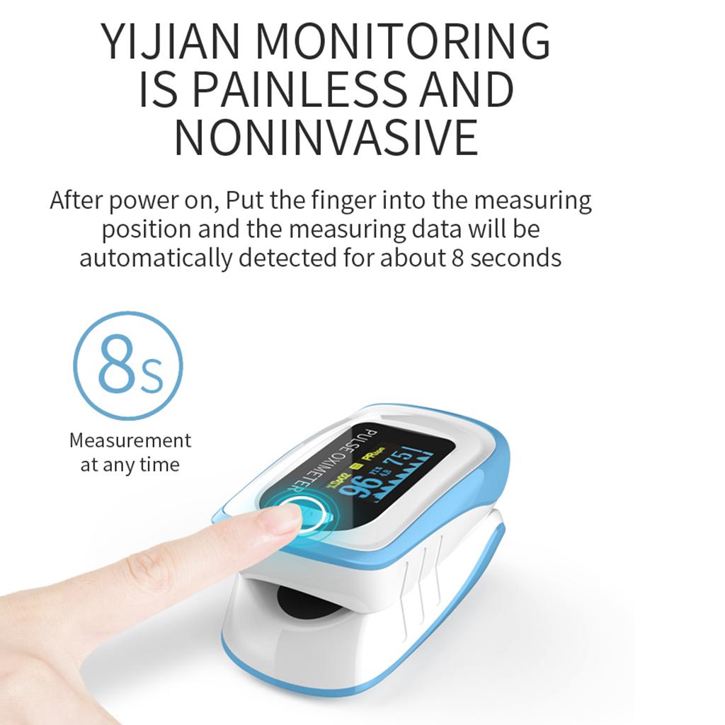 2020 New Fingertip Pulse Oximeter Blood Oxygen Saturation Monitor Blue