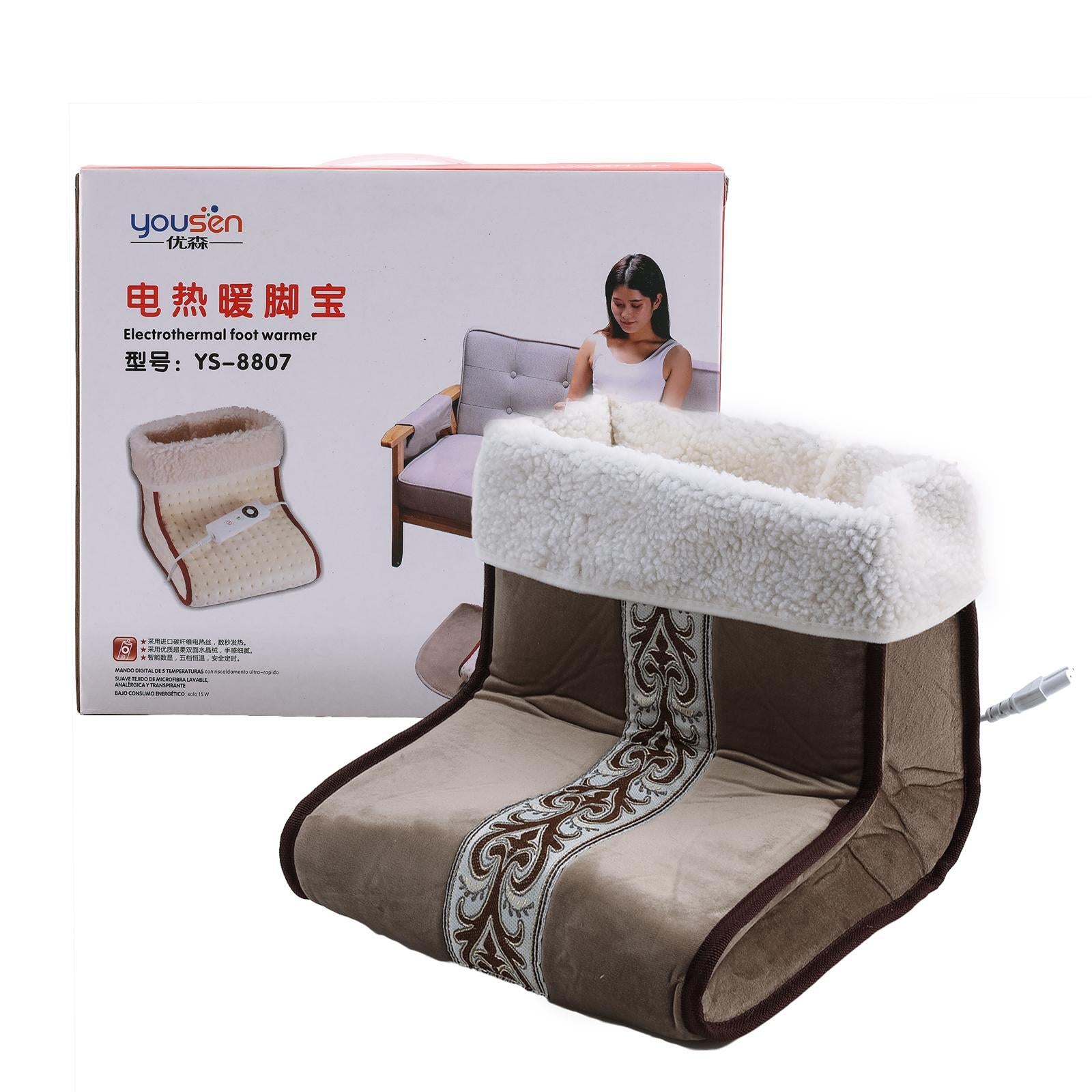 Cosy Electric Foot Warmer Washable 5-Modes Cushion Removable Lining Brown