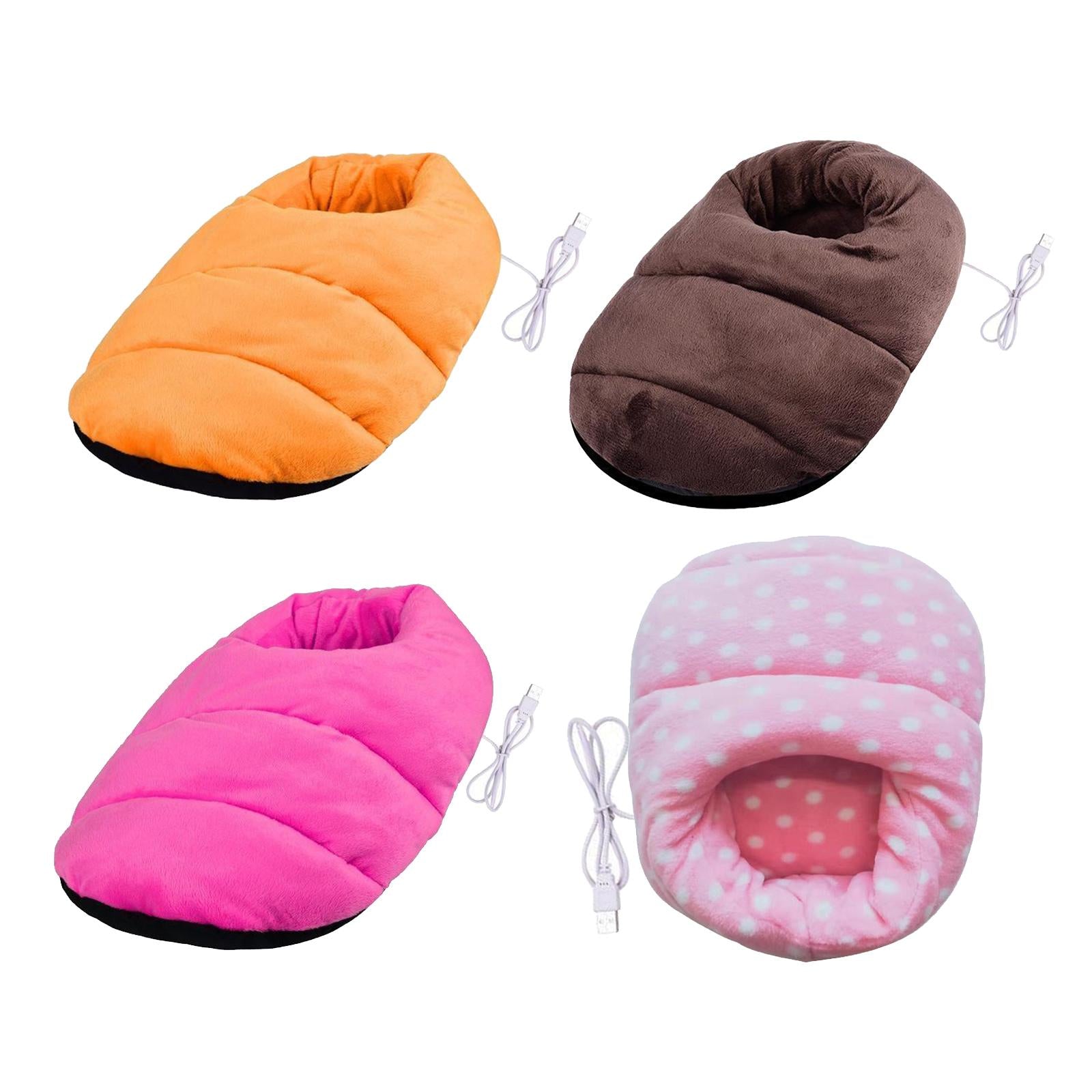 USB Heated Foot Warmer Winter Warm Electric Slipper Feet Warmer Orange