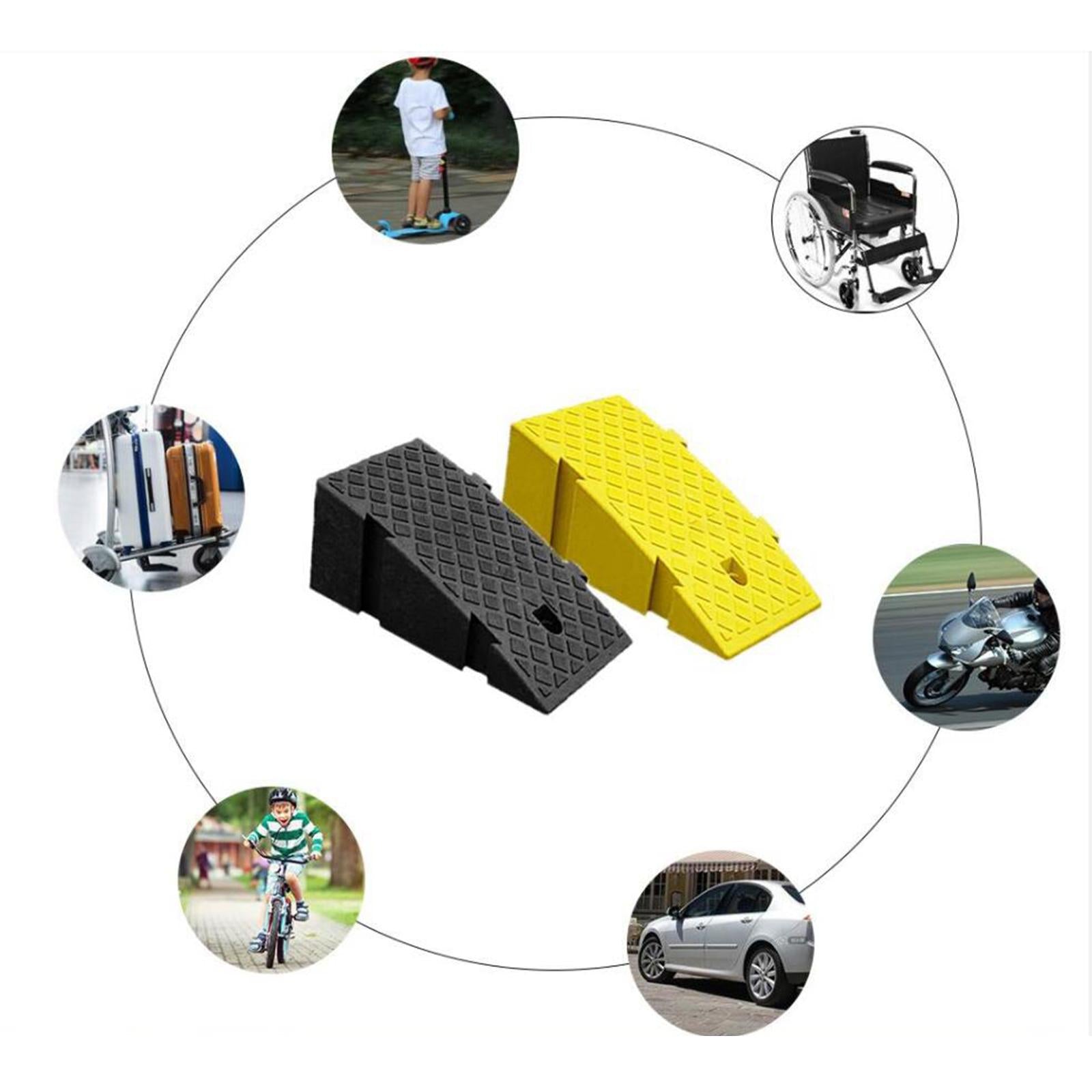 Portable Curb Ramp Wheelchair Threshold Ramp Kerb Ramp Non-slip 11cm Black