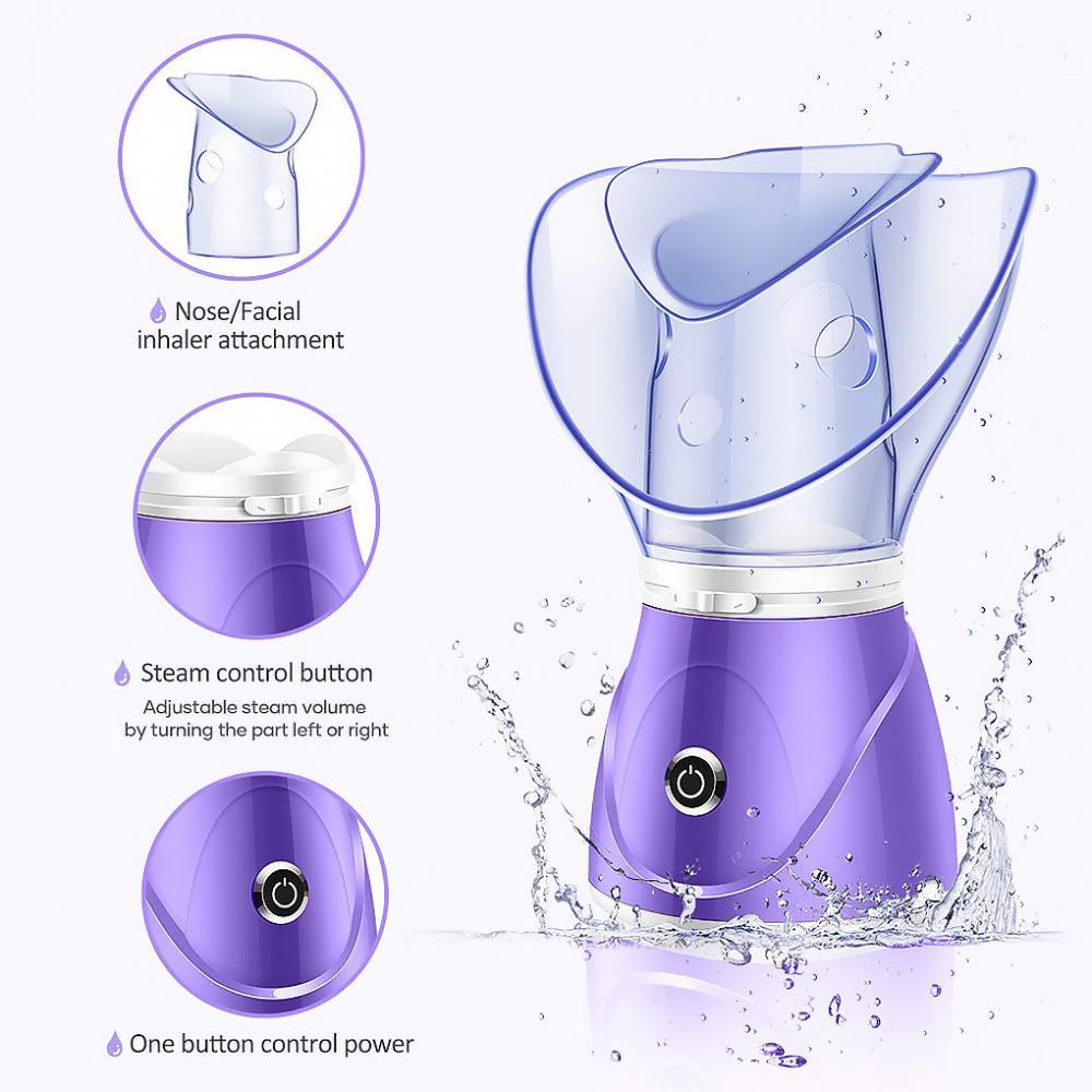 Facial Steamer Nano Cleaner for Facial Sauna Spa Face Humidifier UK purple