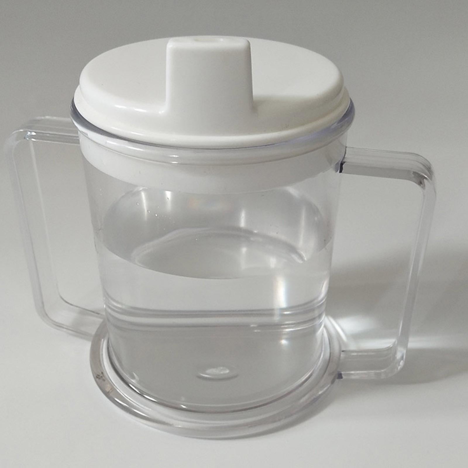 Plastic Mug Dual-Handled Sippy Cup 10oz. Drinking Cup for Patients Elderly