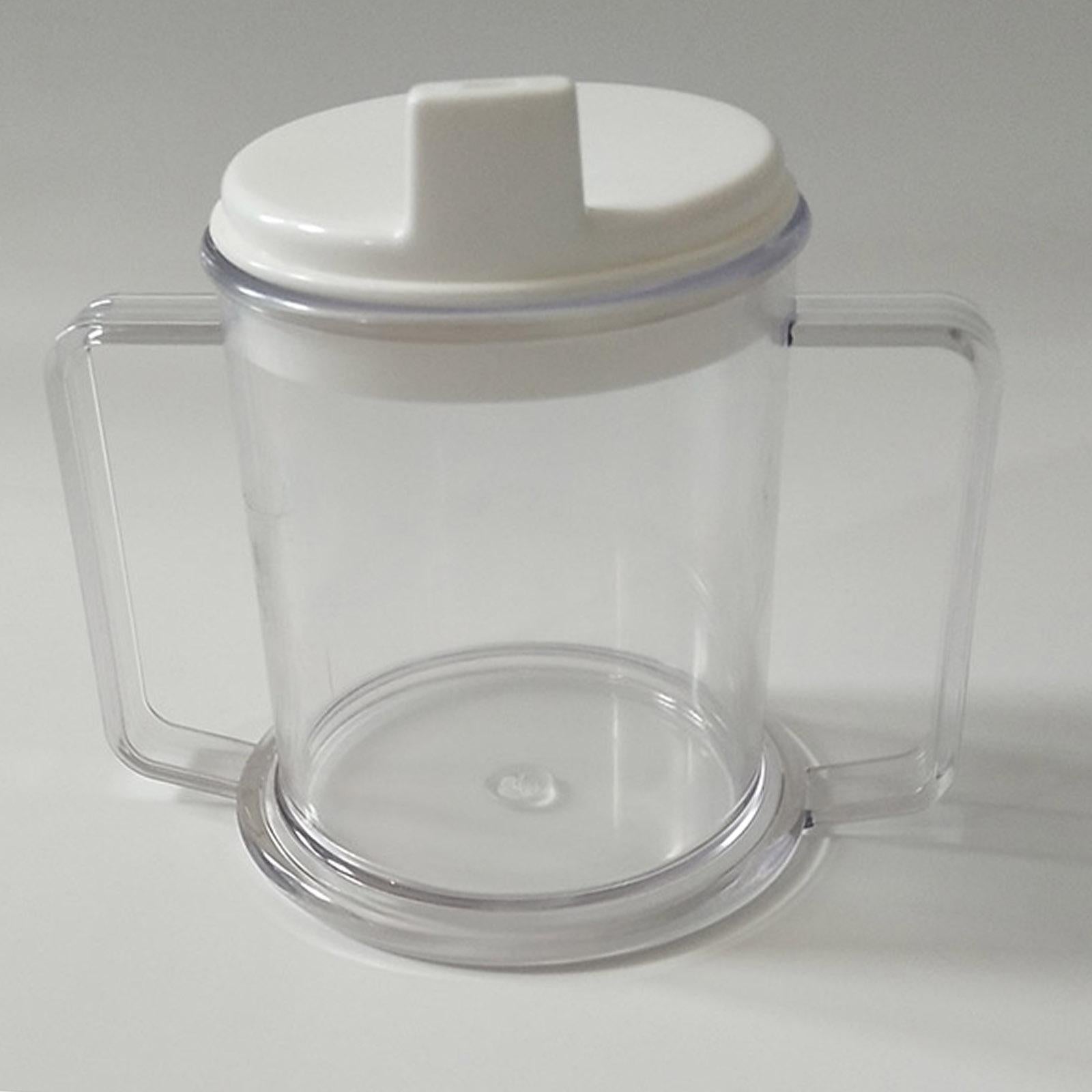 Plastic Mug Dual-Handled Sippy Cup 10oz. Drinking Cup for Patients Elderly