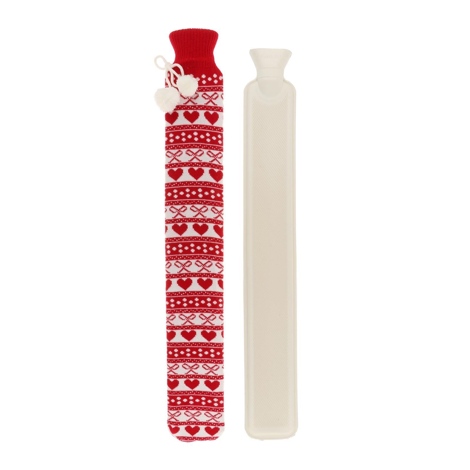 Hot Water Bottle 2L w/ Elegant Coat Secure Screw Top Warms Back Red3