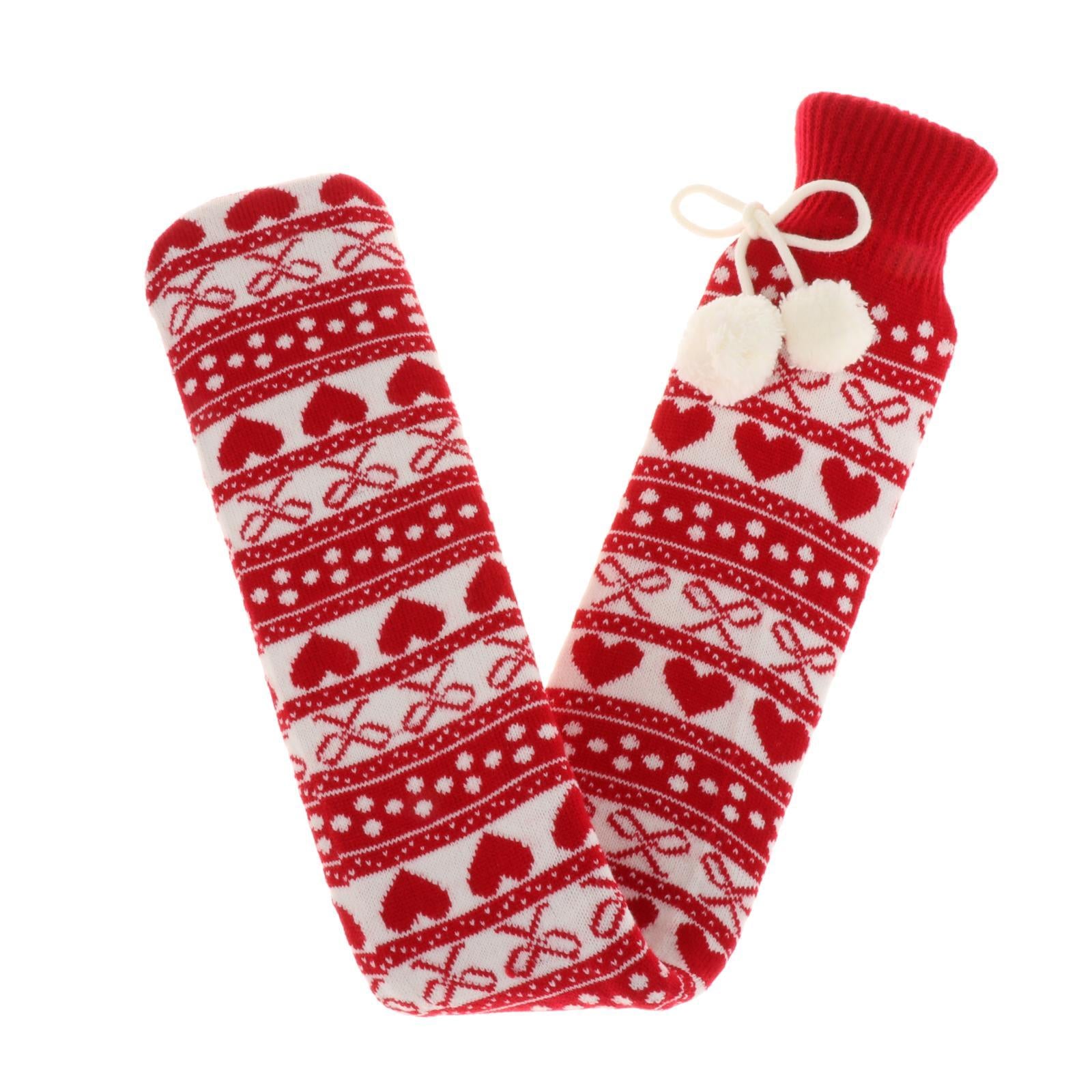 Hot Water Bottle 2L w/ Elegant Coat Secure Screw Top Warms Back Red3