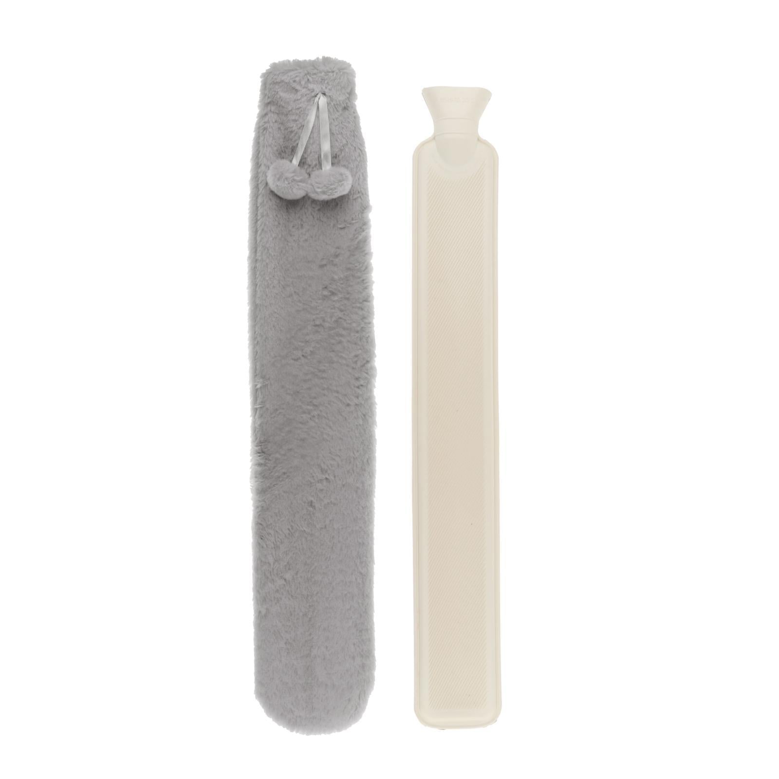 Hot Water Bottle 2L w/ Elegant Coat Secure Screw Top Warms Back Dark Gray