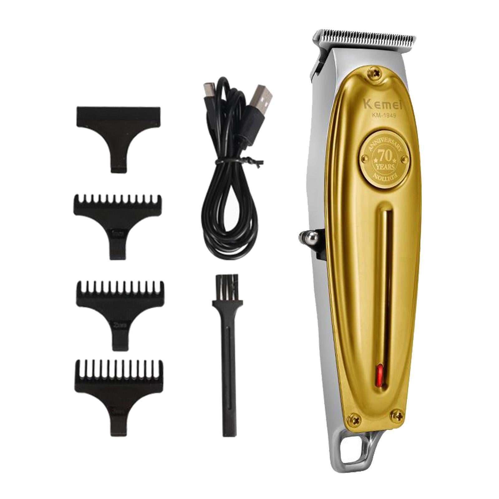 All Metal Electric USB Boys Men's Hair Clippers Kit Trimmer Golden