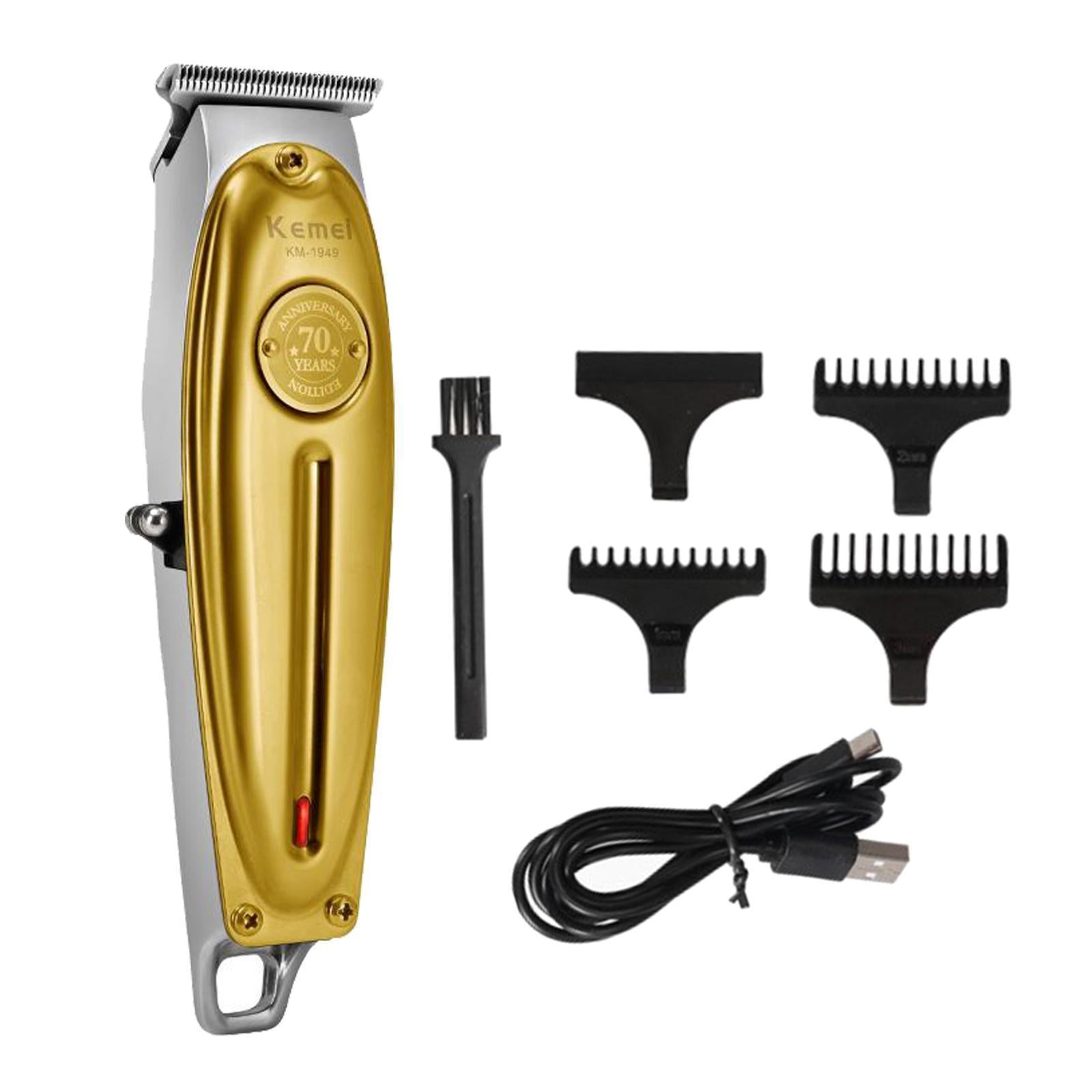 All Metal Electric USB Boys Men's Hair Clippers Kit Trimmer Golden