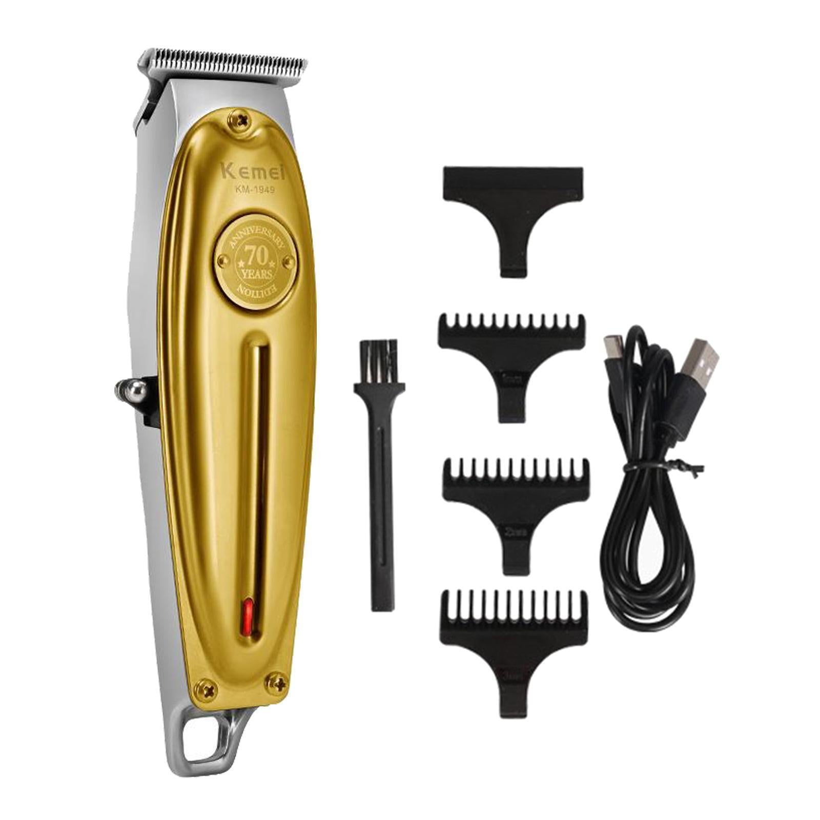 All Metal Electric USB Boys Men's Hair Clippers Kit Trimmer Golden