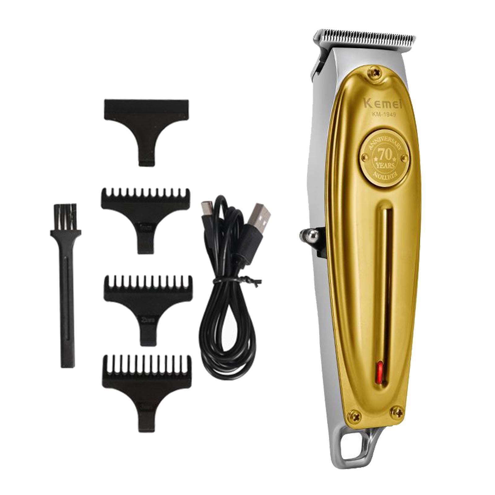 All Metal Electric USB Boys Men's Hair Clippers Kit Trimmer Golden