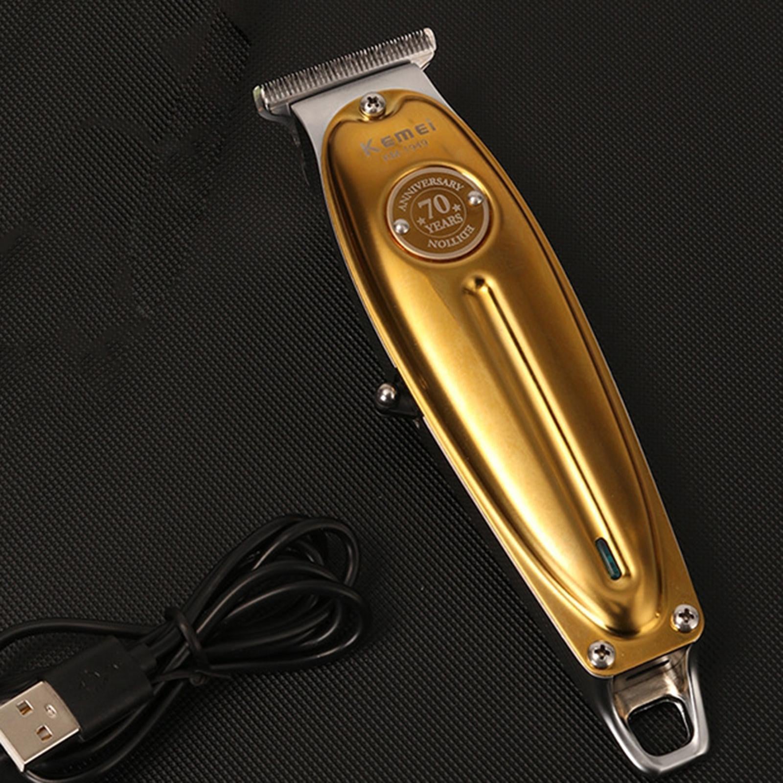 All Metal Electric USB Boys Men's Hair Clippers Kit Trimmer Golden