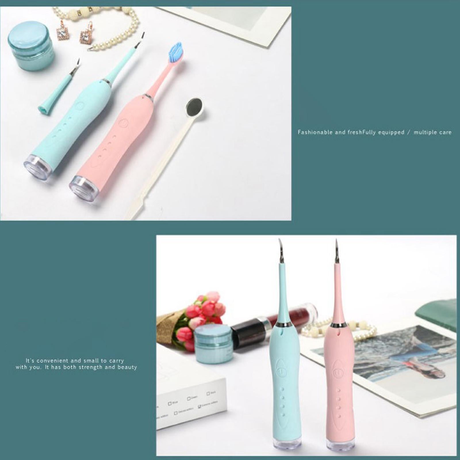 Electric Ultrasonic Tooth Cleaner Waterproof Oral Clean with 5 Modes Pink