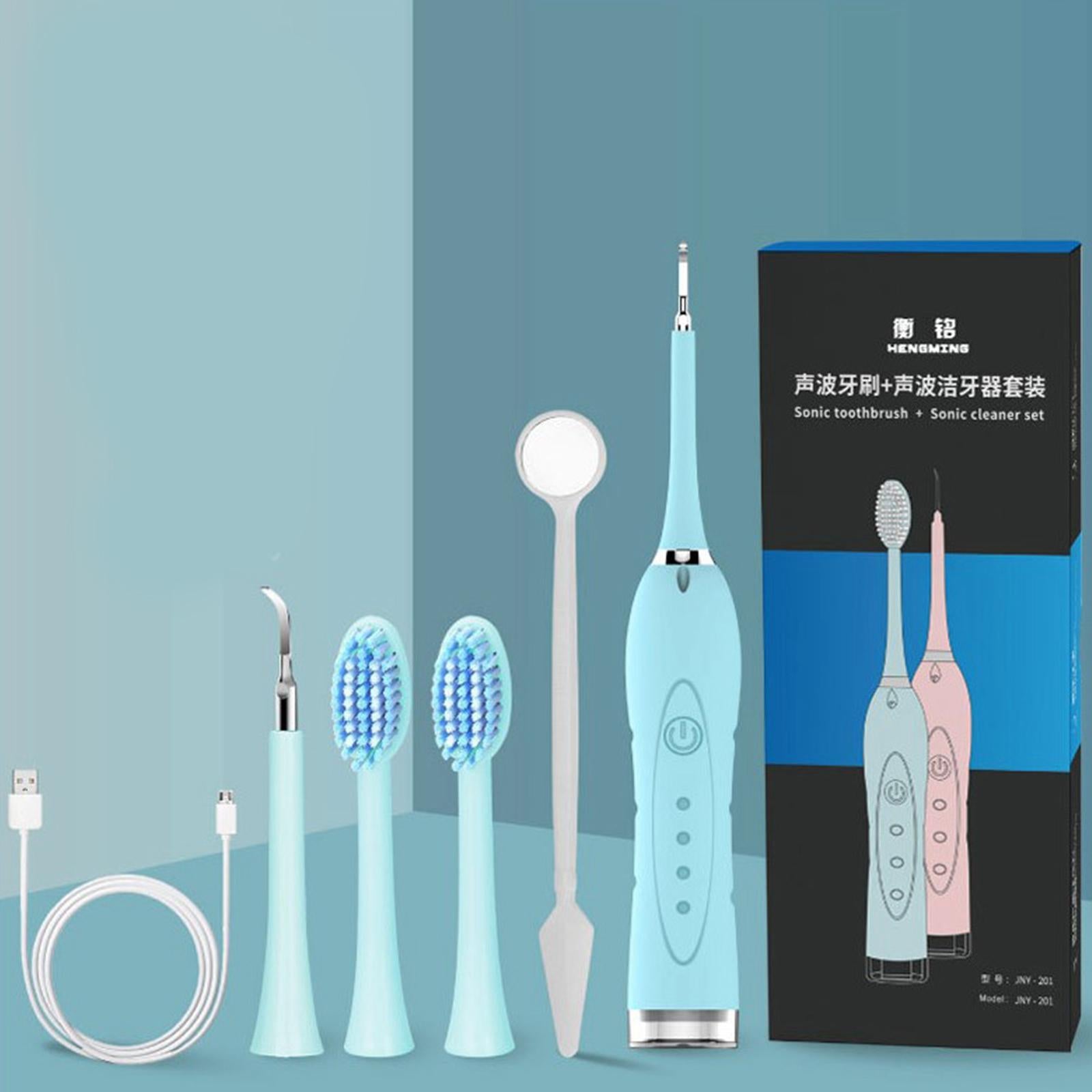 Electric Ultrasonic Tooth Cleaner Waterproof Oral Clean with 5 Modes Green
