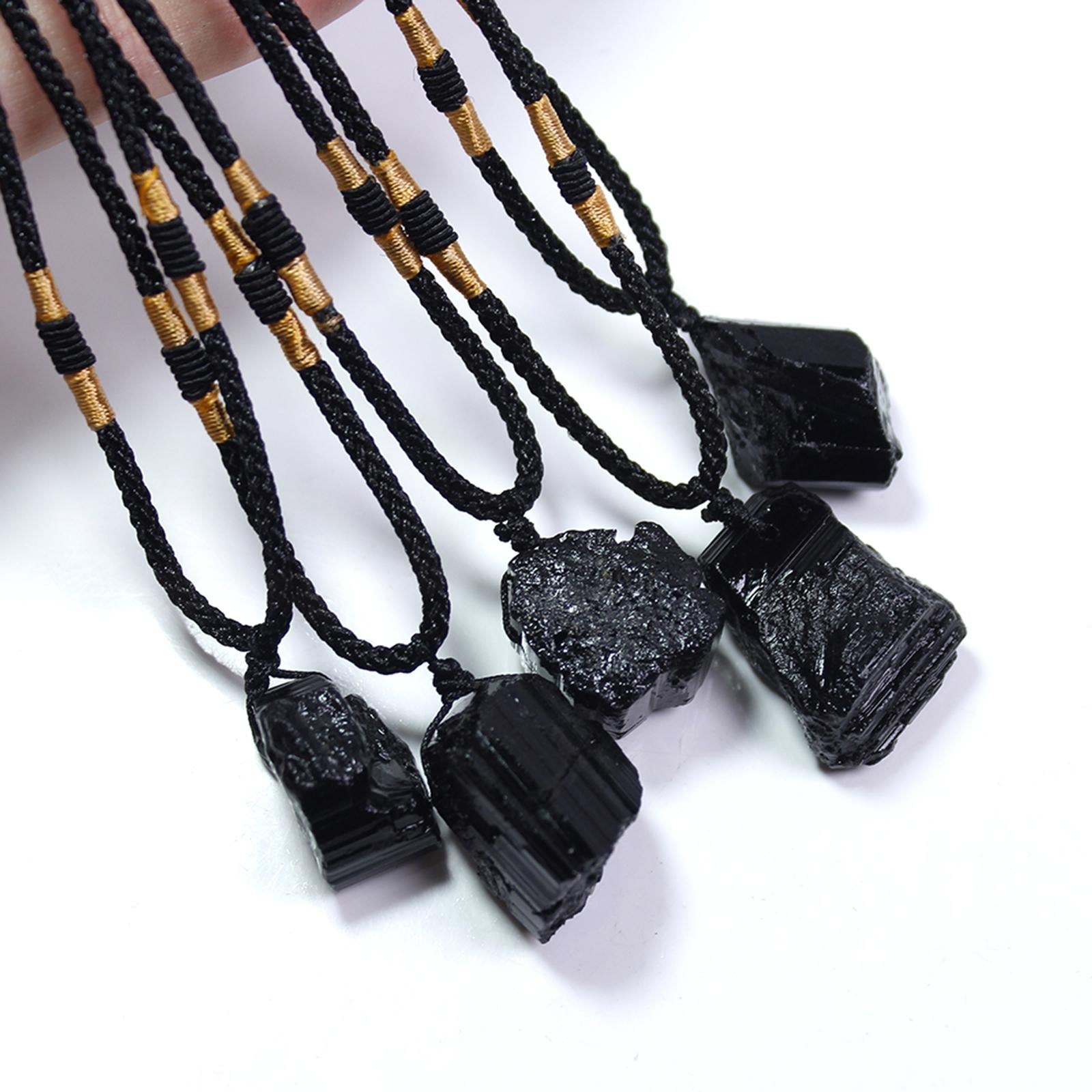 Black Tourmaline Flat Reiki Raw Stones Wand Energy Crystal Specimens Pendant