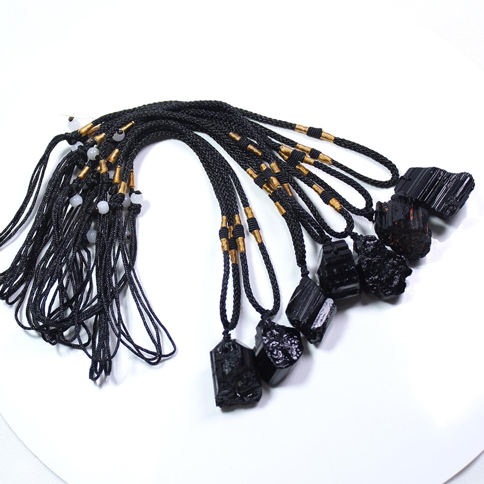 Black Tourmaline Flat Reiki Raw Stones Wand Energy Crystal Specimens Pendant