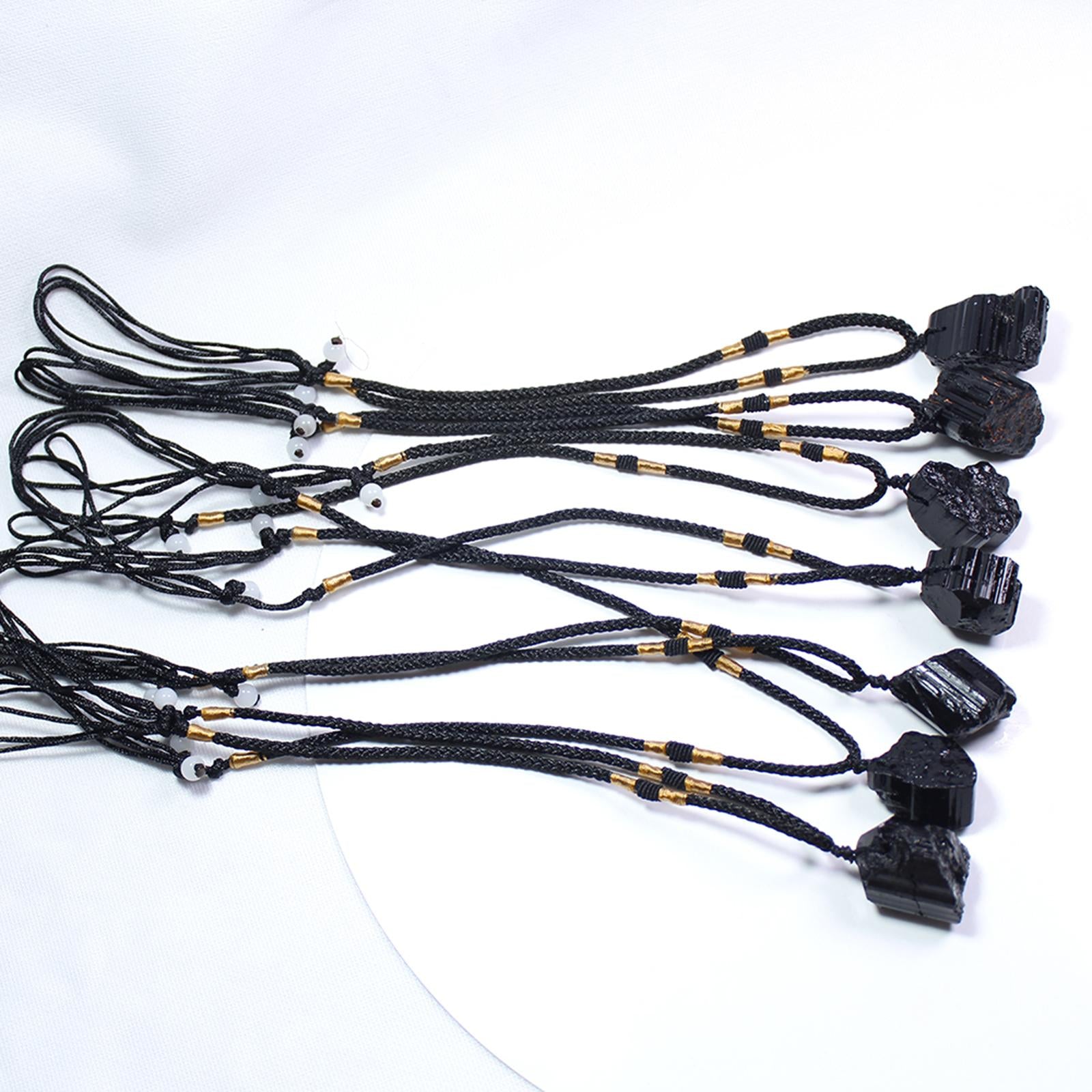 Black Tourmaline Flat Reiki Raw Stones Wand Energy Crystal Specimens Pendant