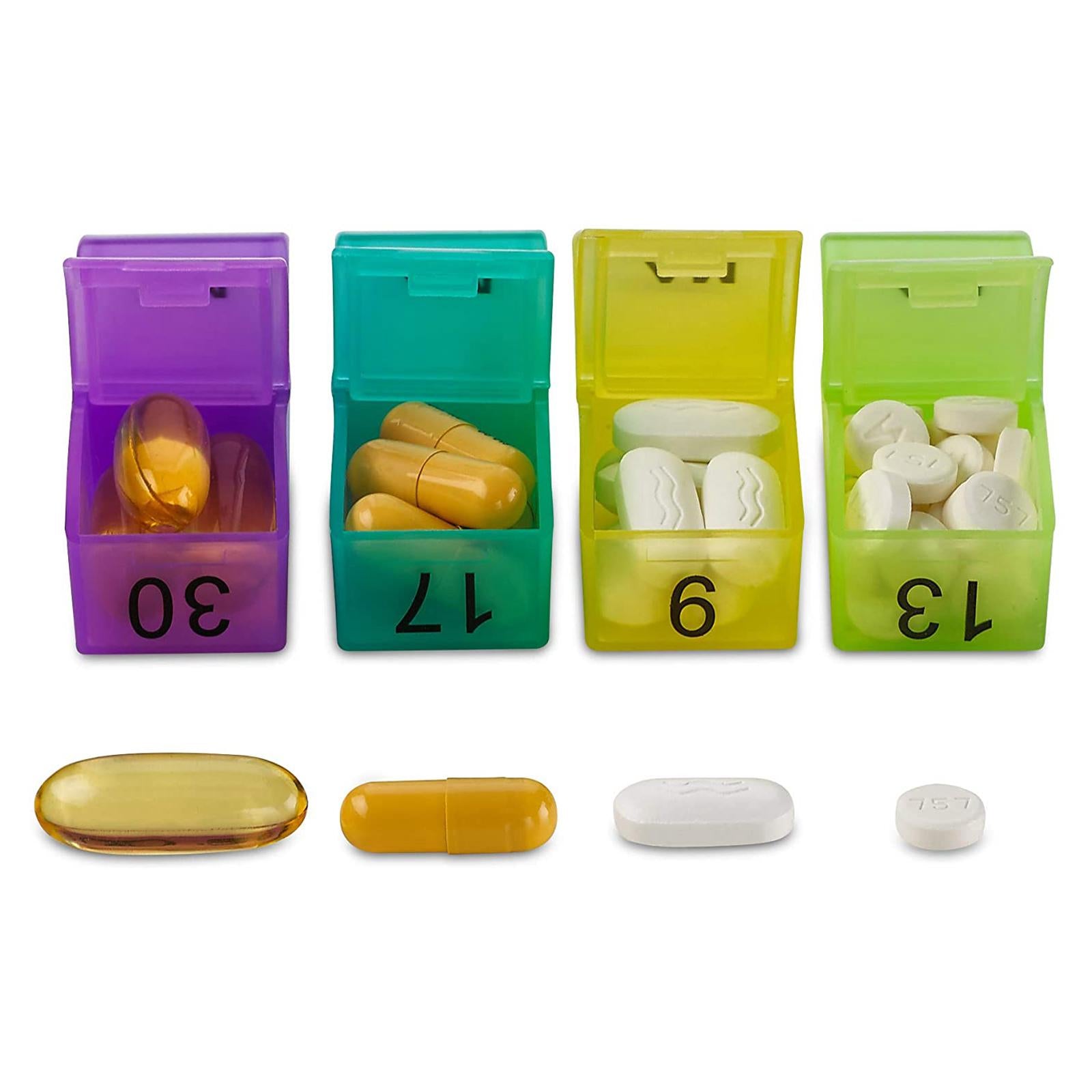 Rainbow Monthly Pill Organizer 32 Compartments Dispenser Box Container