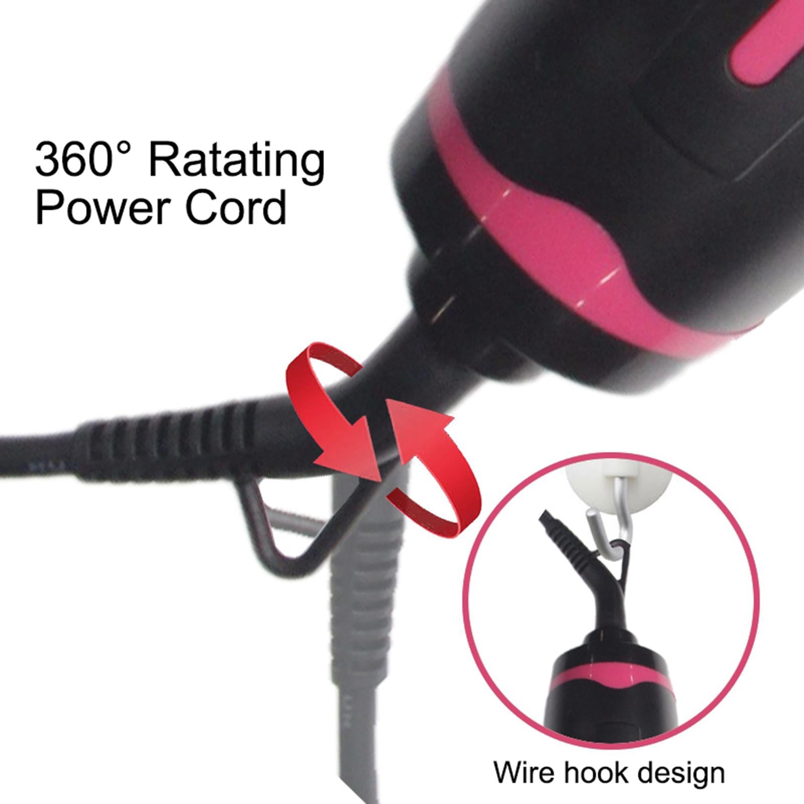 Pro 3 in 1 Hair Dryer Brush Oval 3 Adjustable Heat Levels 1000W Curling Pink