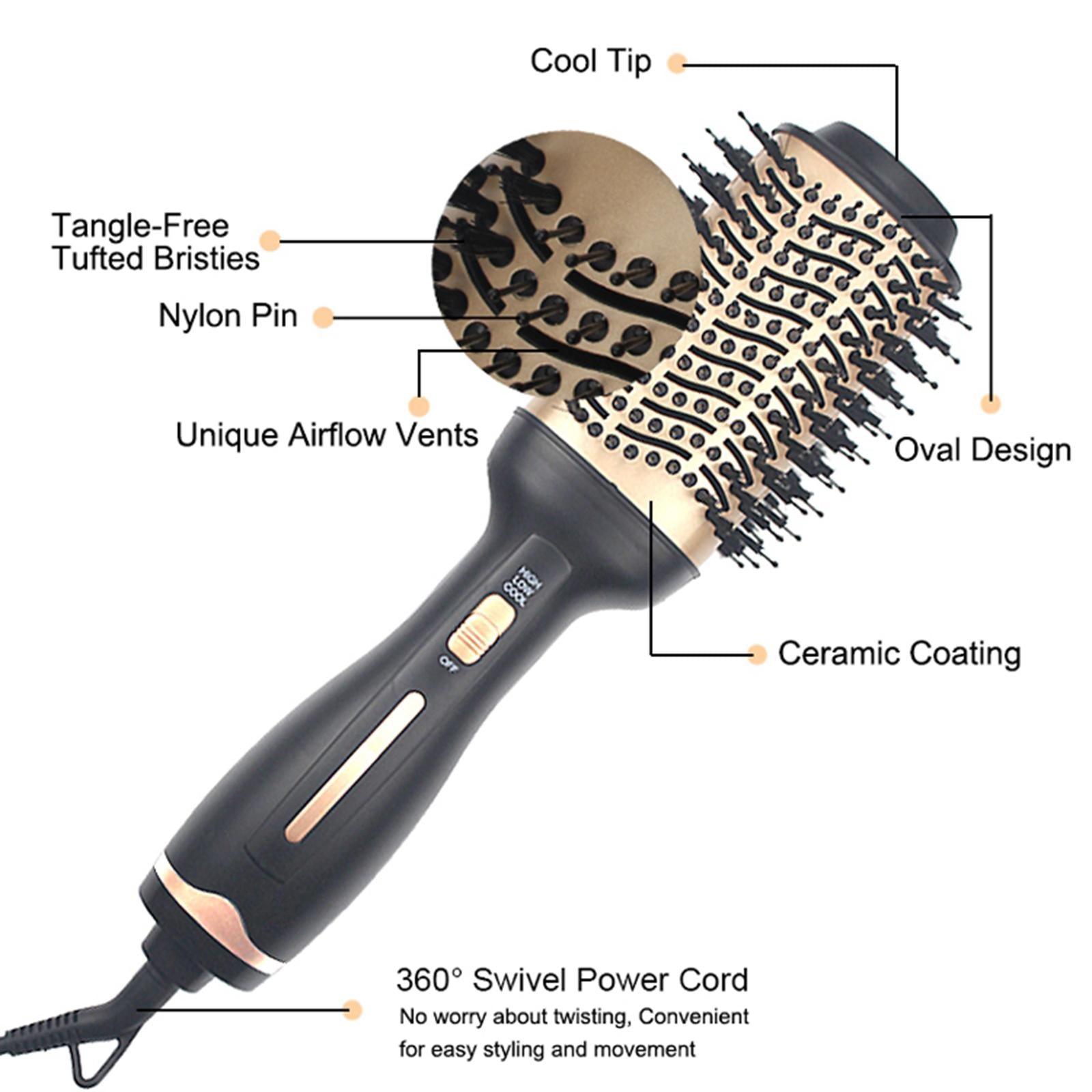 Multifunctional 3 in 1 One-Step Hot Air Brush Oval Design for Straightening