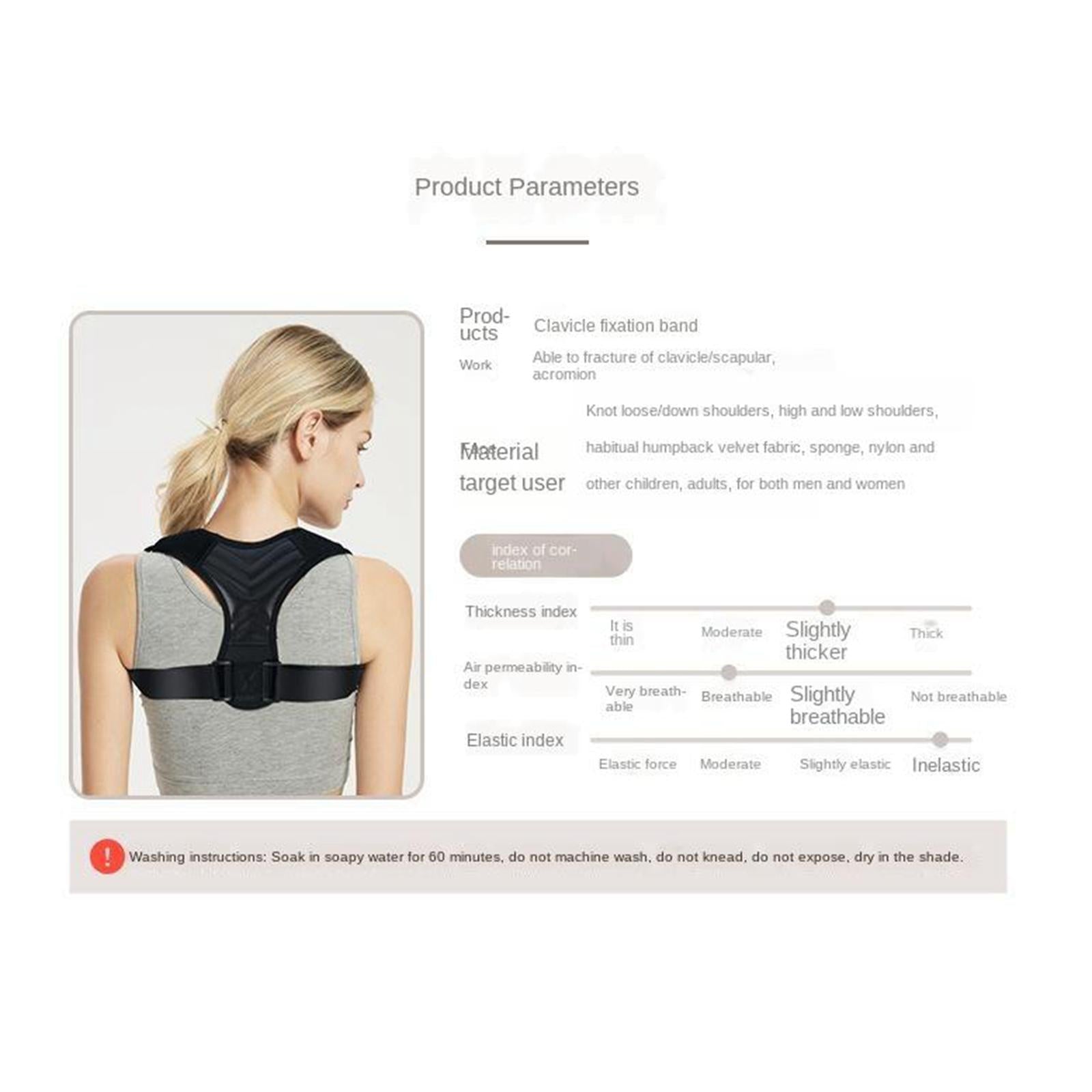 Adjustable Upper Back Posture Corrector for Men Women M Chest 85-105cm