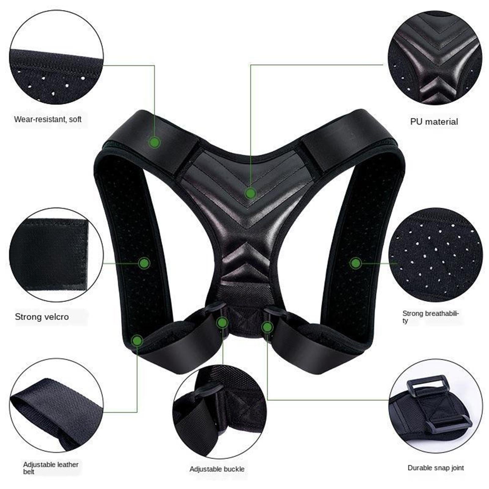 Adjustable Upper Back Posture Corrector for Men Women L Chest 95-125cm