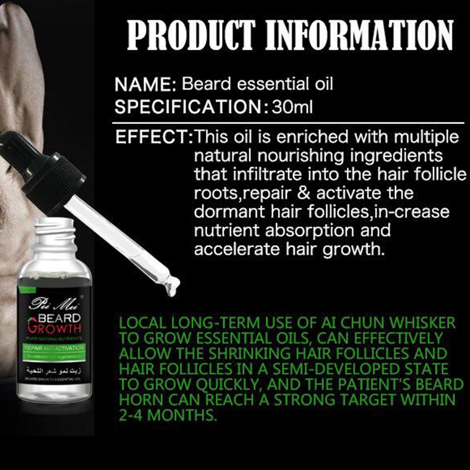 Beard Growth Oil Serum Fast Growing Beard Mustache Facial Hair Grooming 30ml