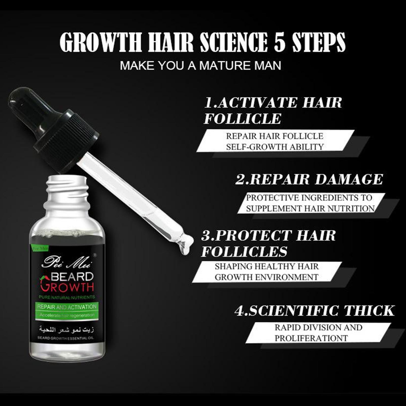 Beard Growth Oil Serum Fast Growing Beard Mustache Facial Hair Grooming 30ml