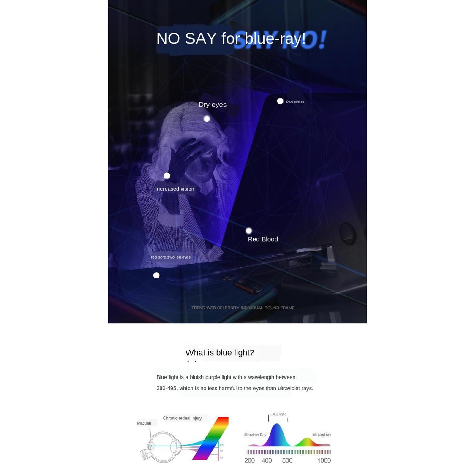 Men Women Unisex Screen Glasses Blue Light Blocking Glasses Color 01