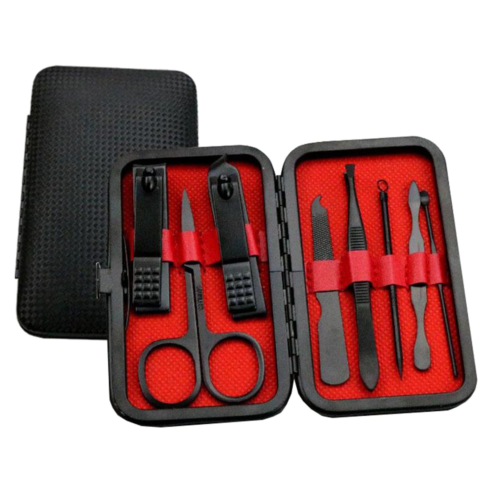 Travel Home Manicure Stainless Nail Clippers Tool Set with Case 8Pcs