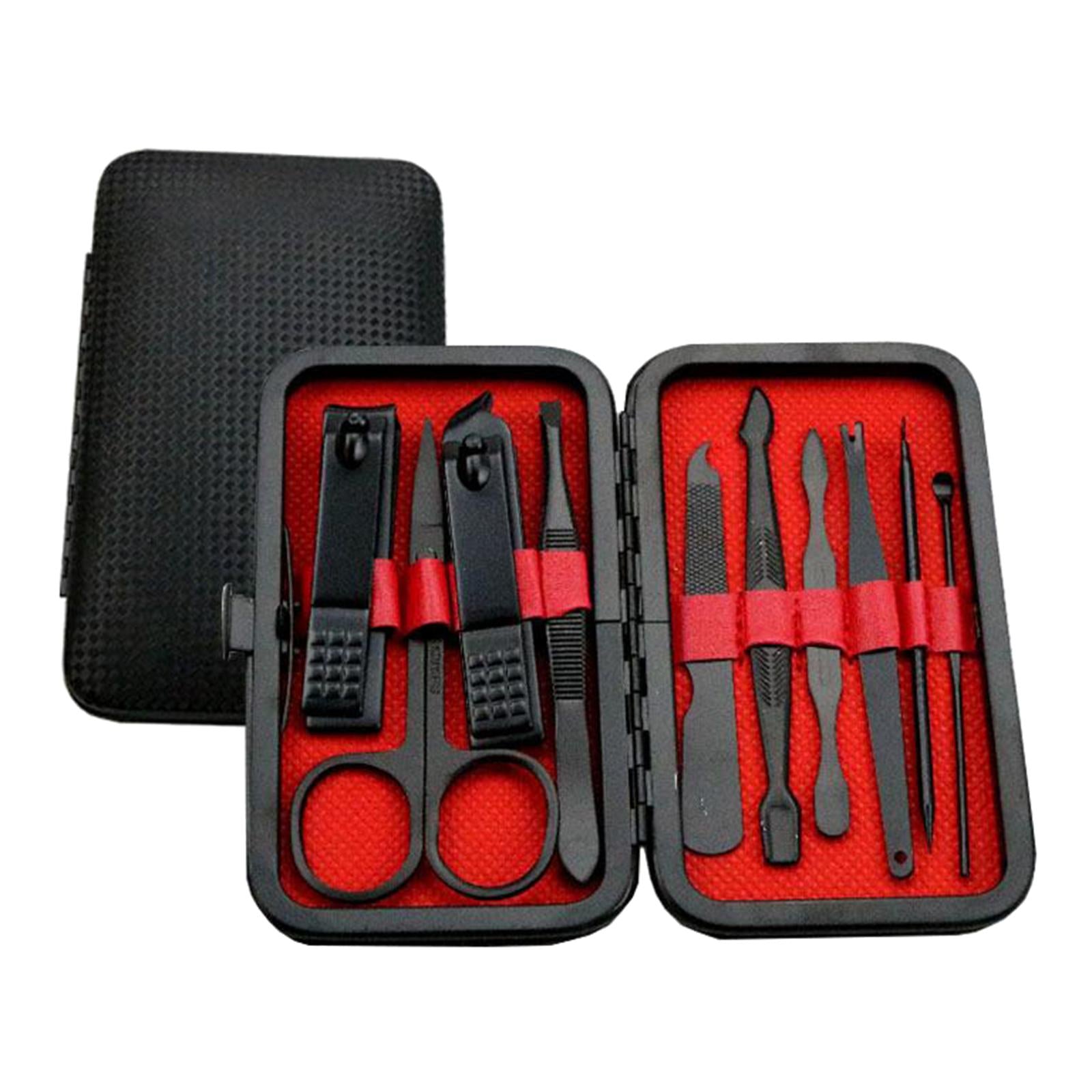 Travel Home Manicure Stainless Nail Clippers Tool Set with Case 10Pcs