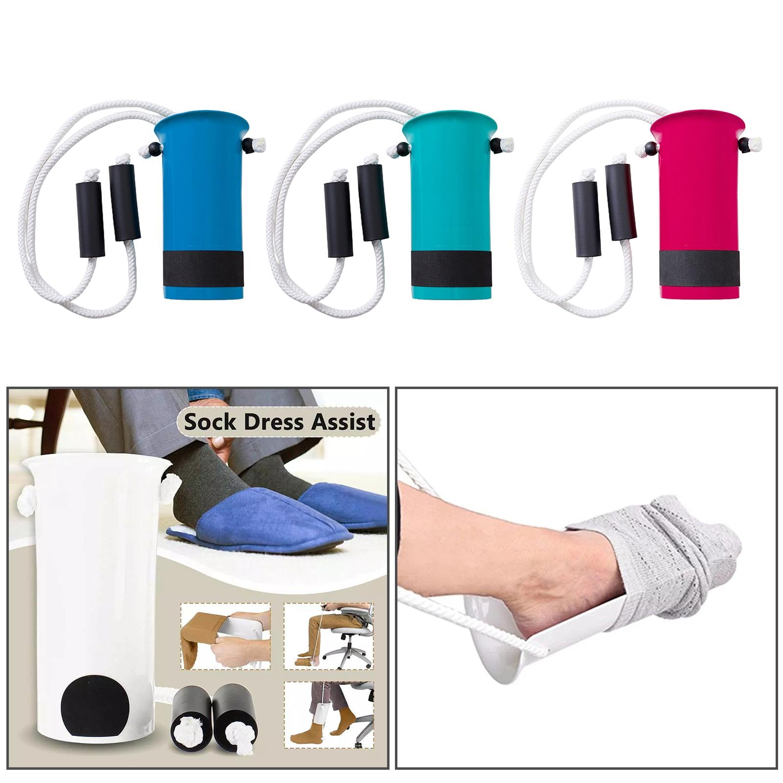 Non-Slip Senior Sock Aid Helper Stocking Slider Pulling Assist Red