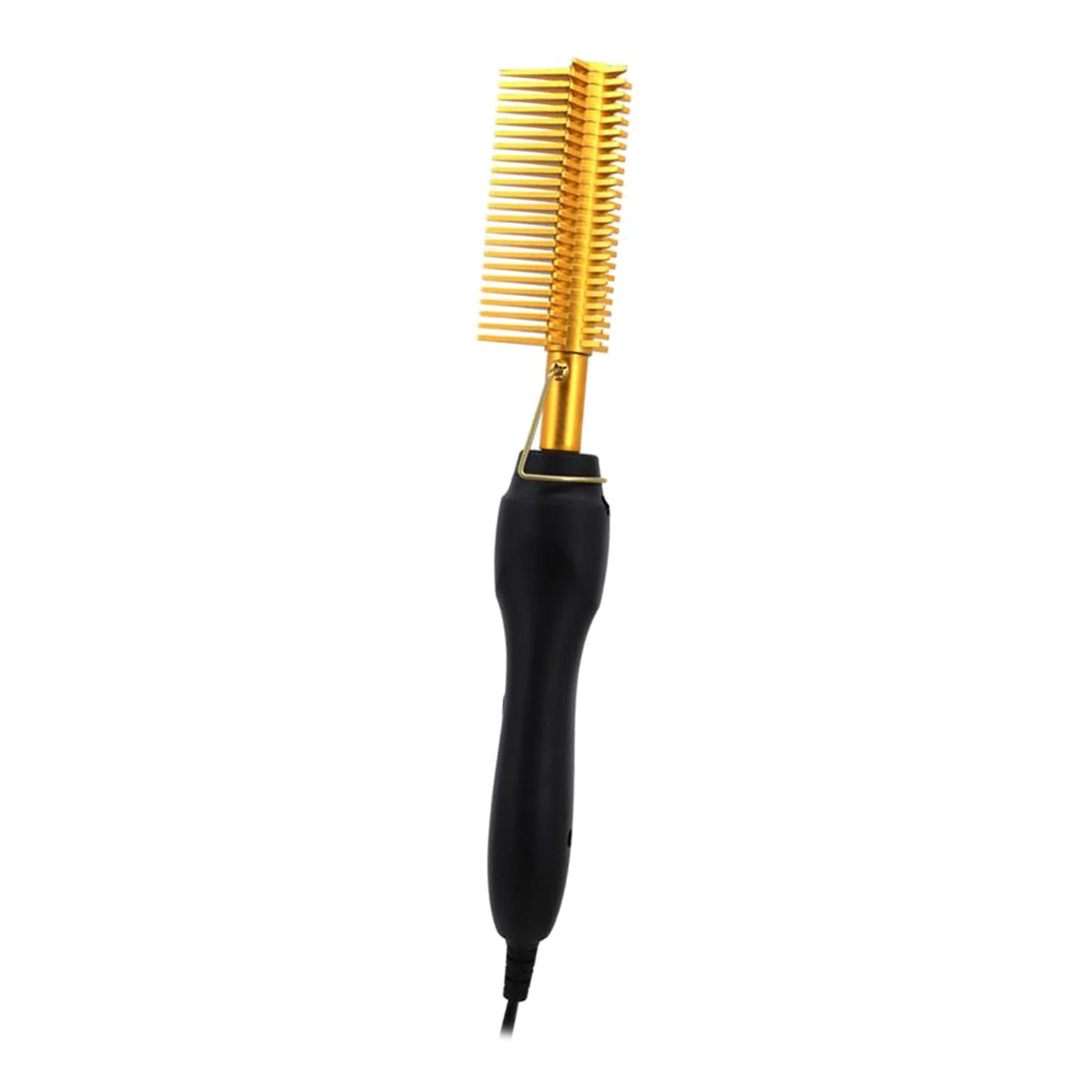 Heating 410 F Hot Press Comb Copper Brush for Afro Hair UK Plug Golden