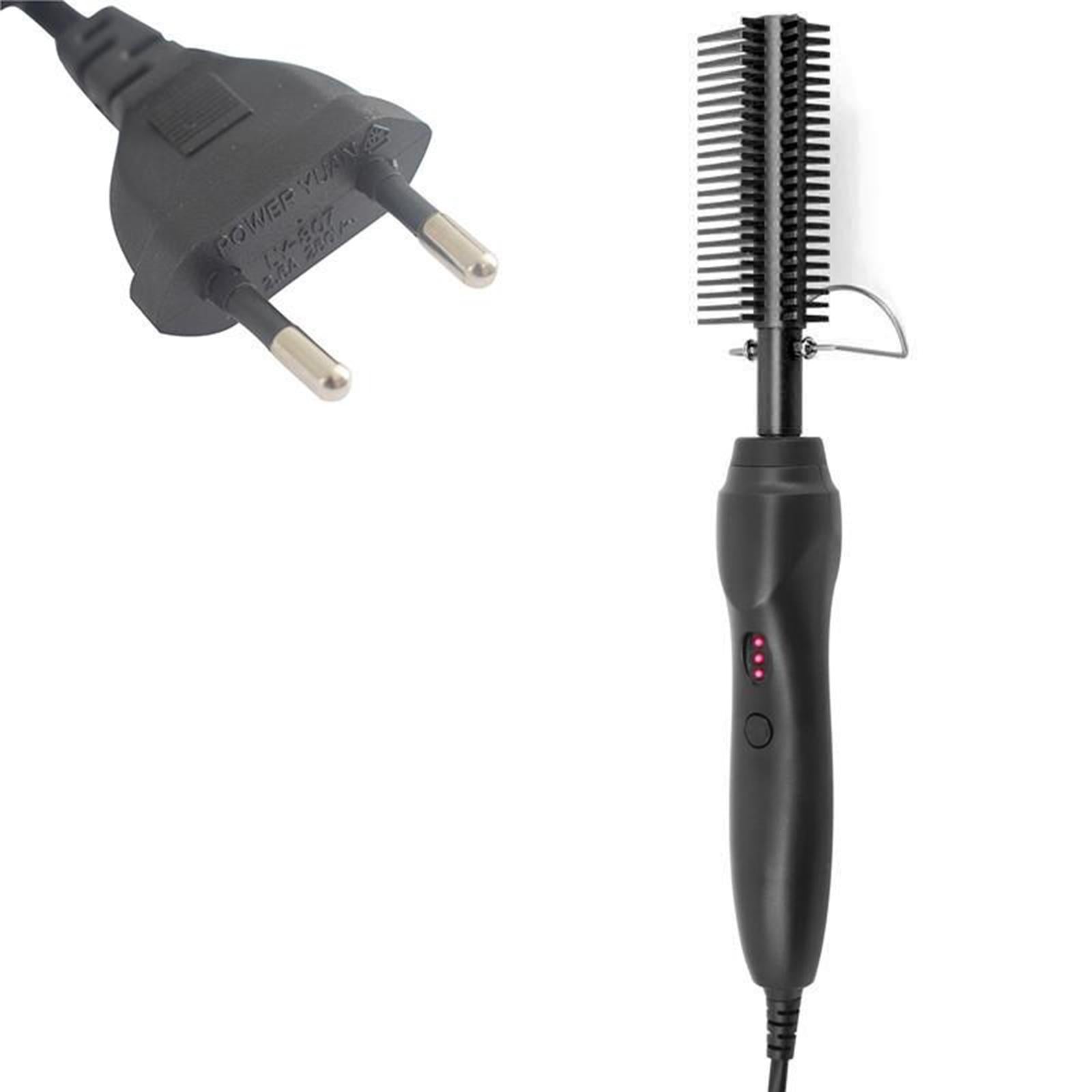 Electric Hot Comb Portable Brush for African American Afro Hair EU Black