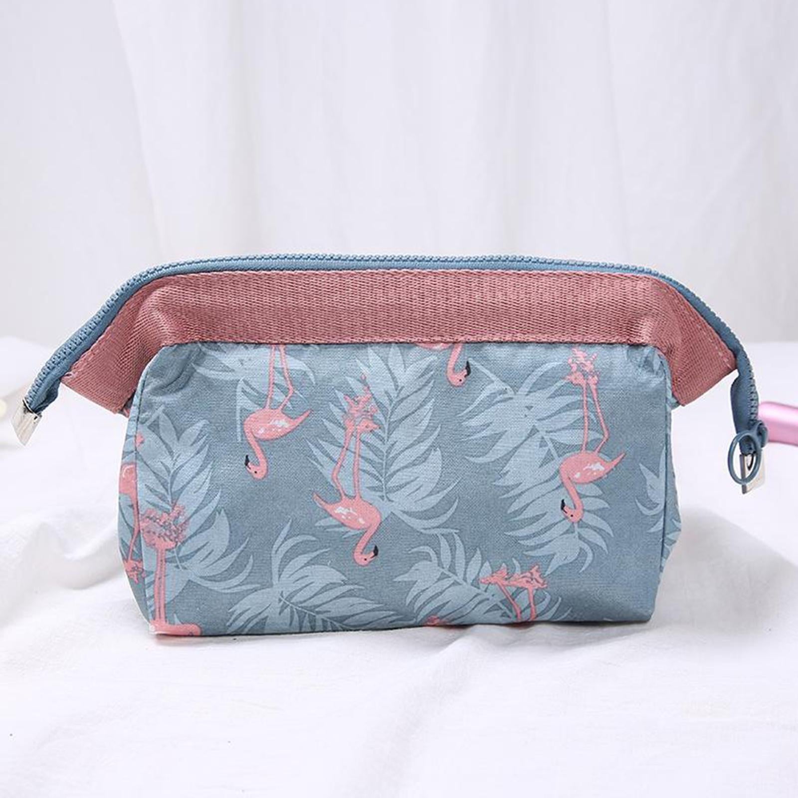 Womens Make Up Bag Small Printed Cosmetic Pouch Funny Cute Wash Bag Toiletry Flamingo