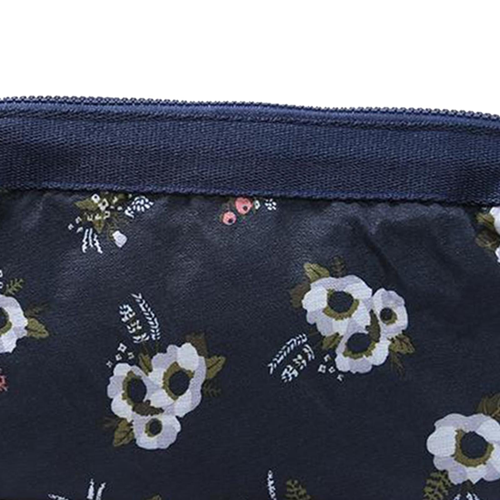 Womens Make Up Bag Small Printed Cosmetic Pouch Funny Cute Wash Bag Toiletry Black Flower