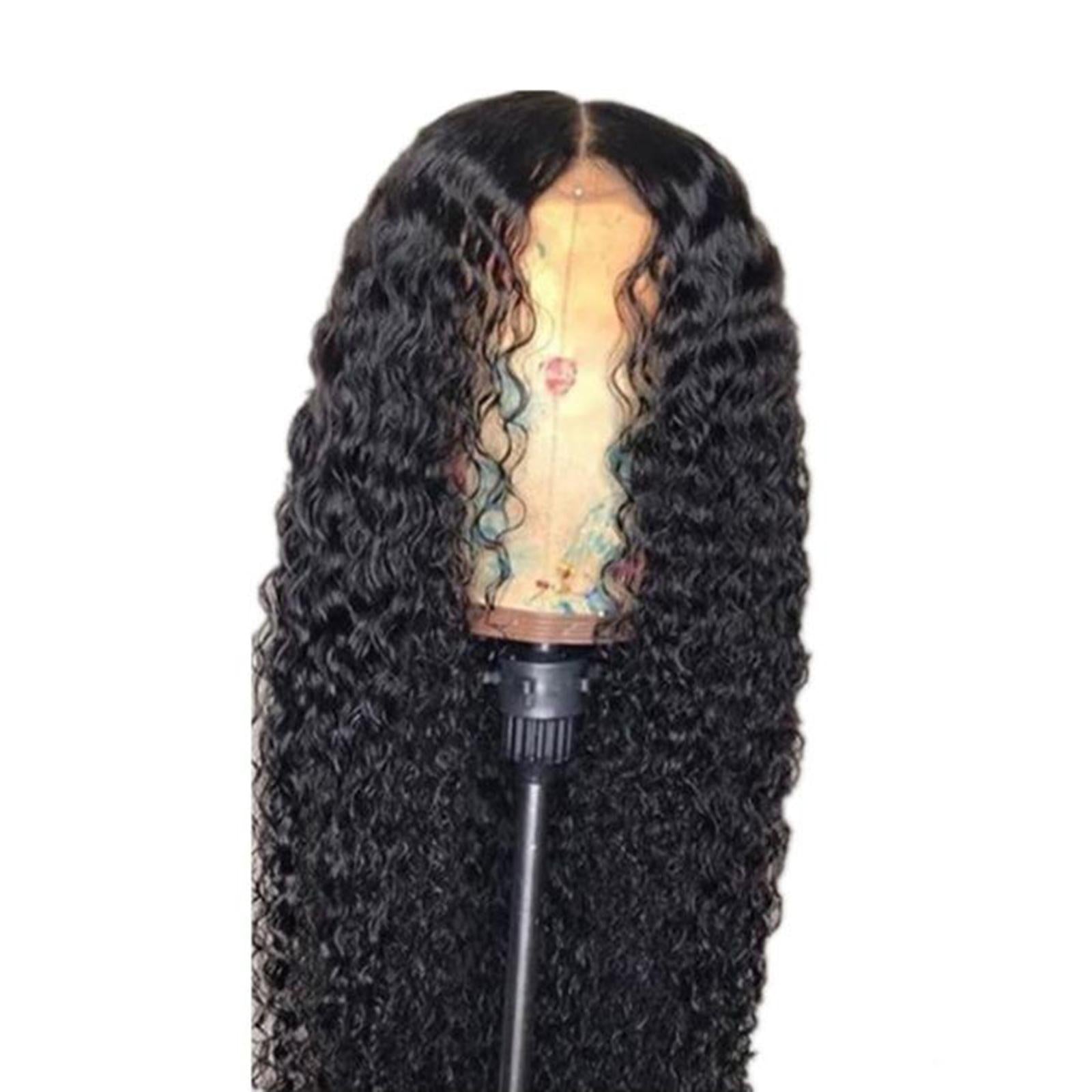 Ladies 25 Long Curly Hair Wig for Black Women Fashion Cosplay Black Net"