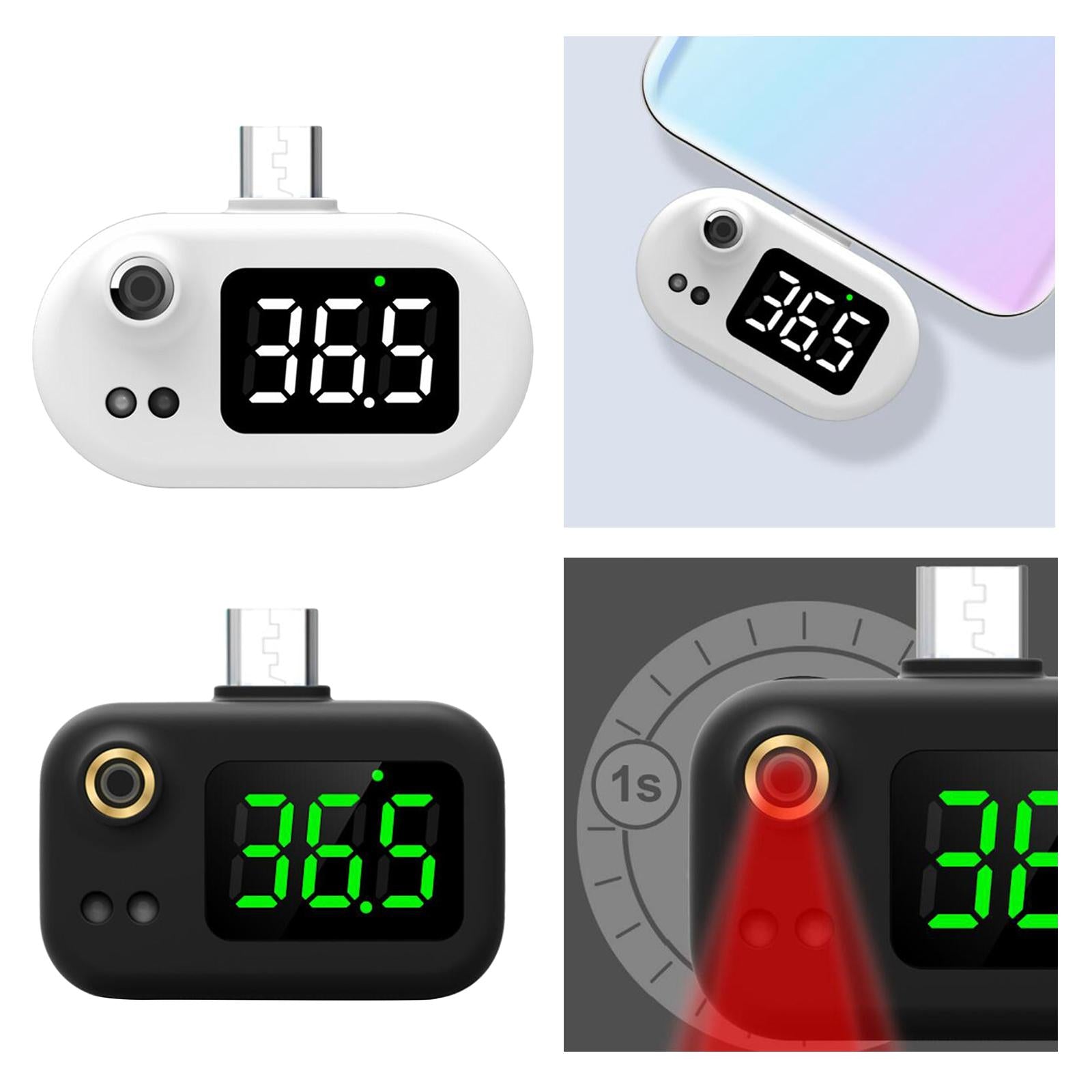 Intelligent Mini USB Smart Phone Infrared Thermometer Non-Contact White