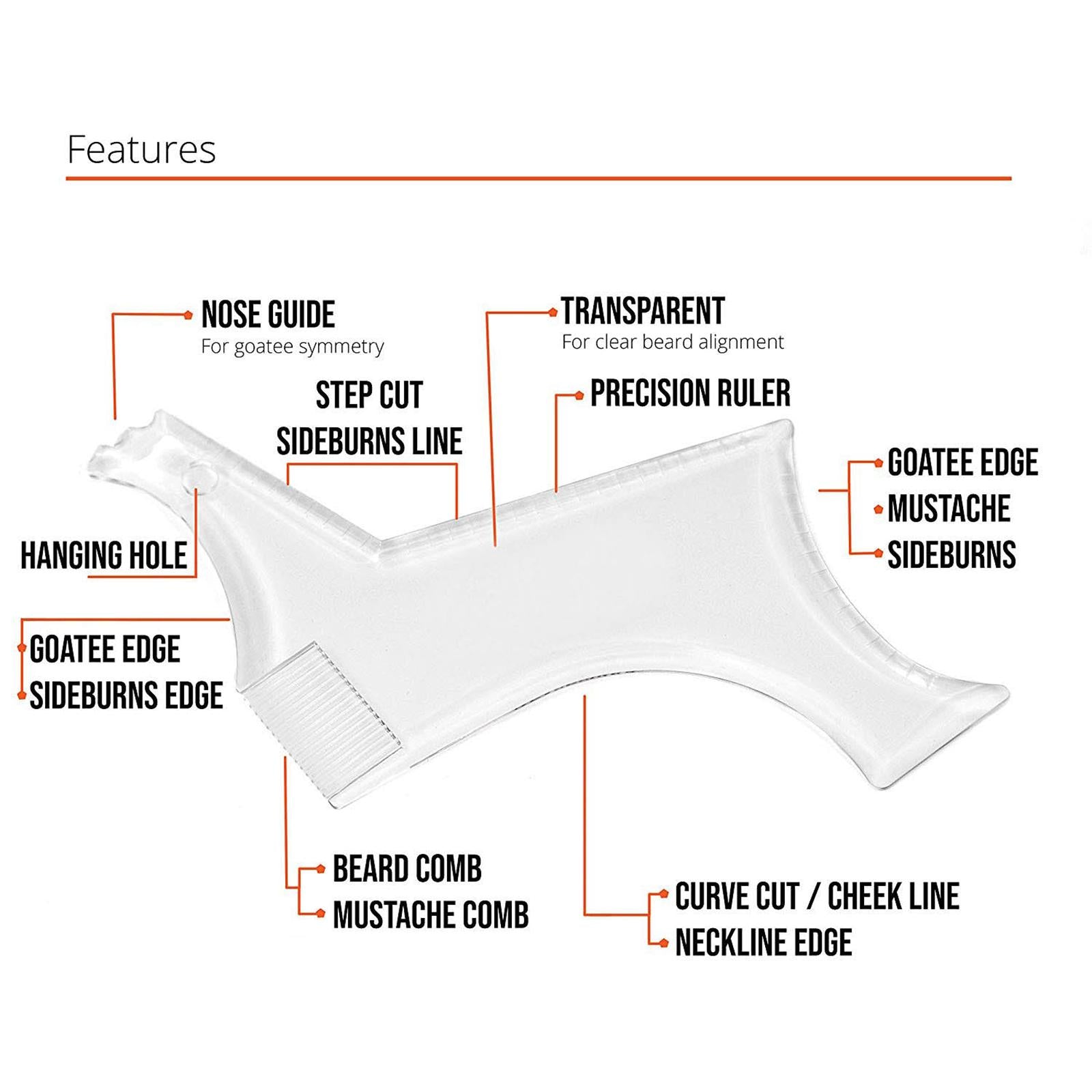 5 in 1 Mustache Beard Shaper Template Comb Set for Perfect line up & Edging