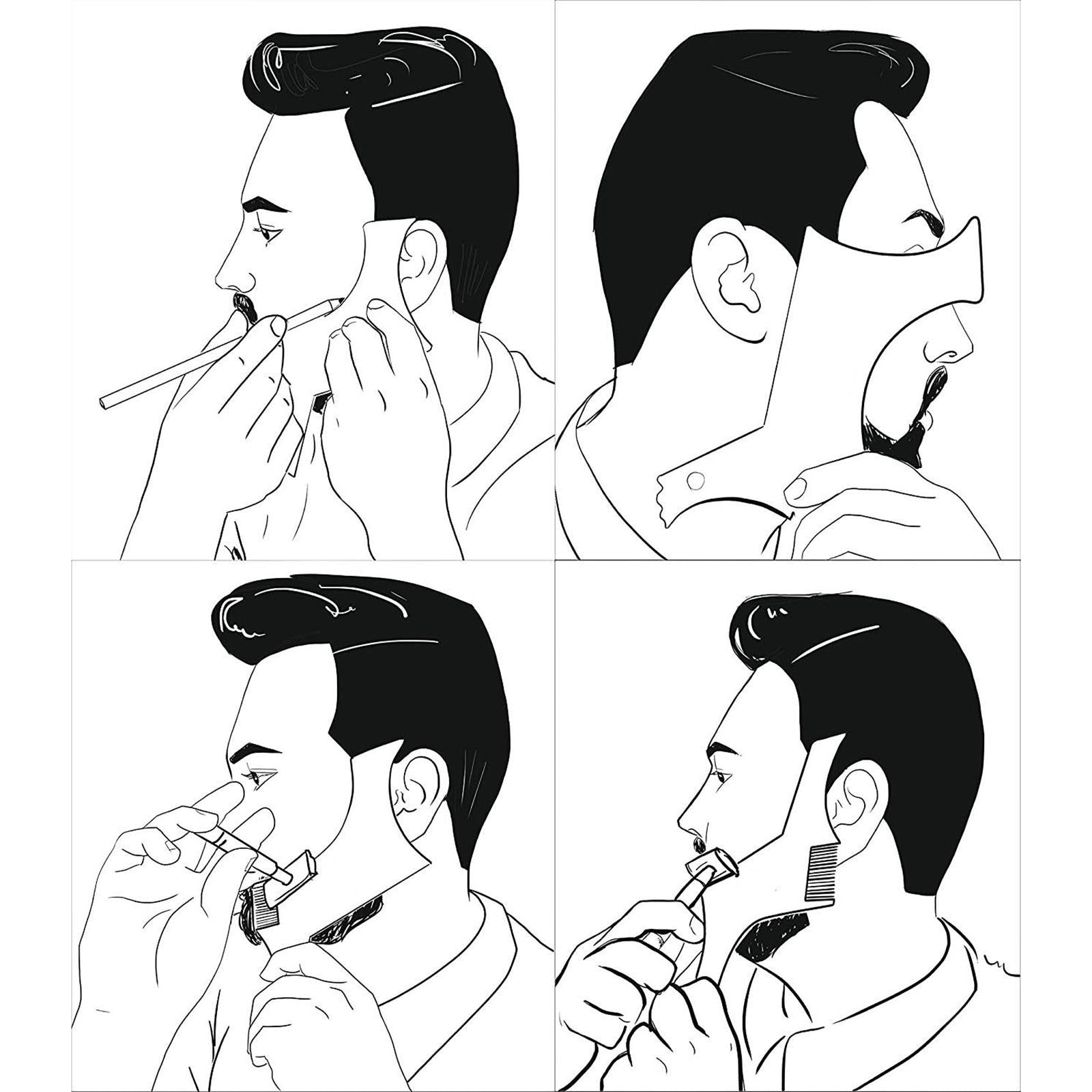 5 in 1 Mustache Beard Shaper Template Comb Set for Perfect line up & Edging
