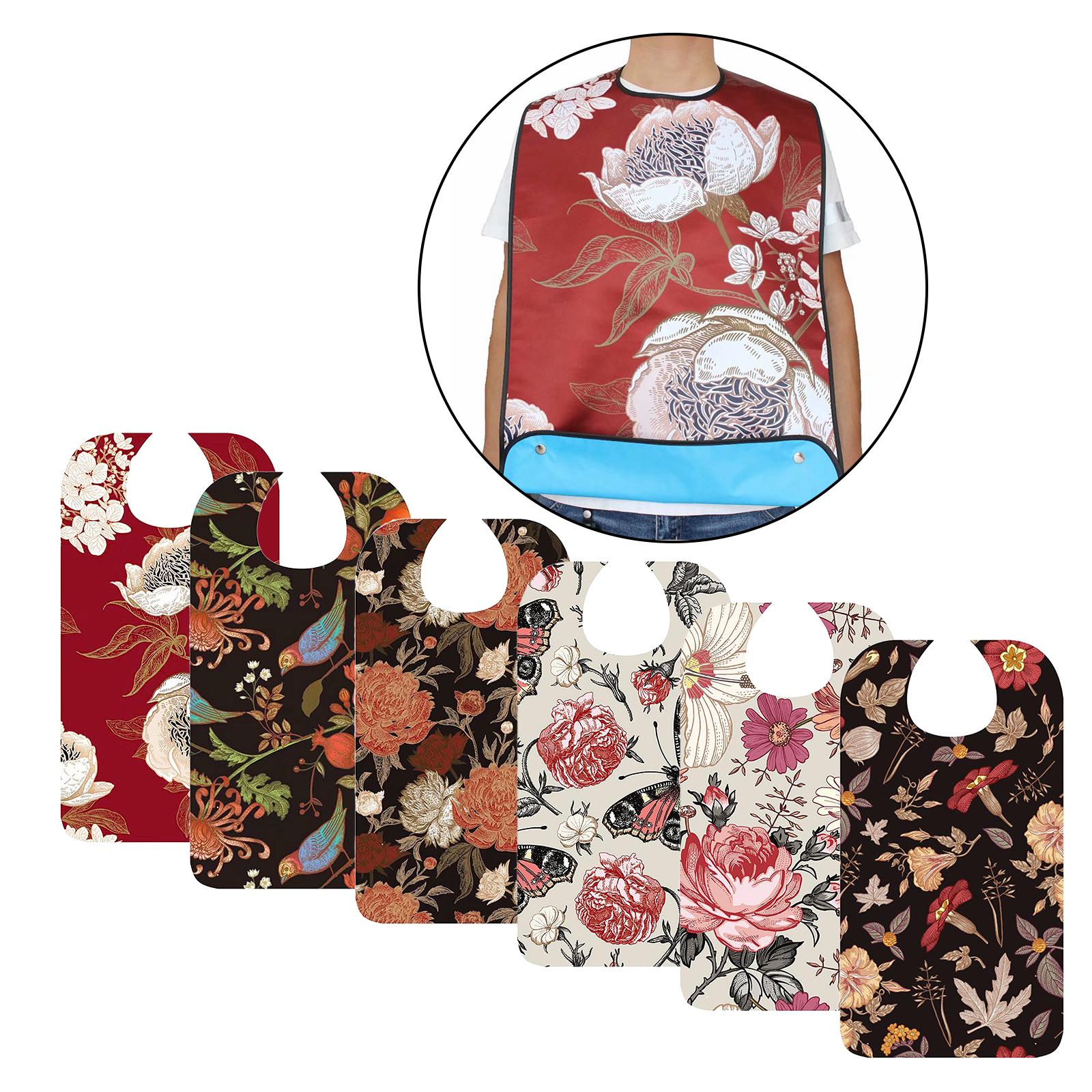 Mealtime Waterproof Printing Cotton Cloth Bib for Women Seniors Disabled type 1