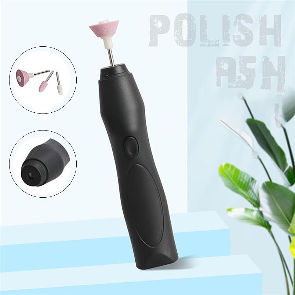 Electric Nail Drill Machine Manicure Shape Tools 3Pcs Nail Drill Bits Black