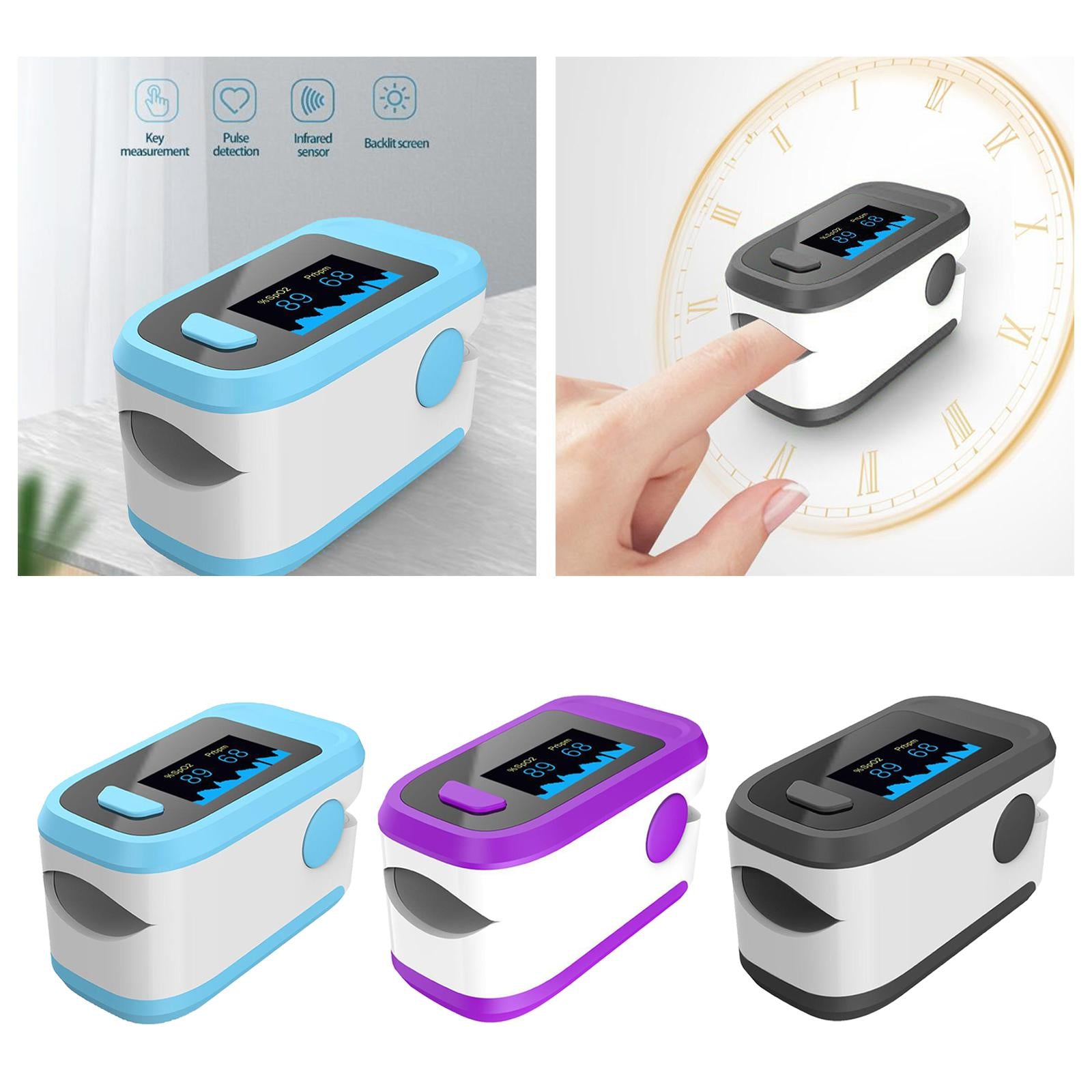 Portable Fingertip Pulse Oximeter SpO2 Pulse Rate Measurements purple