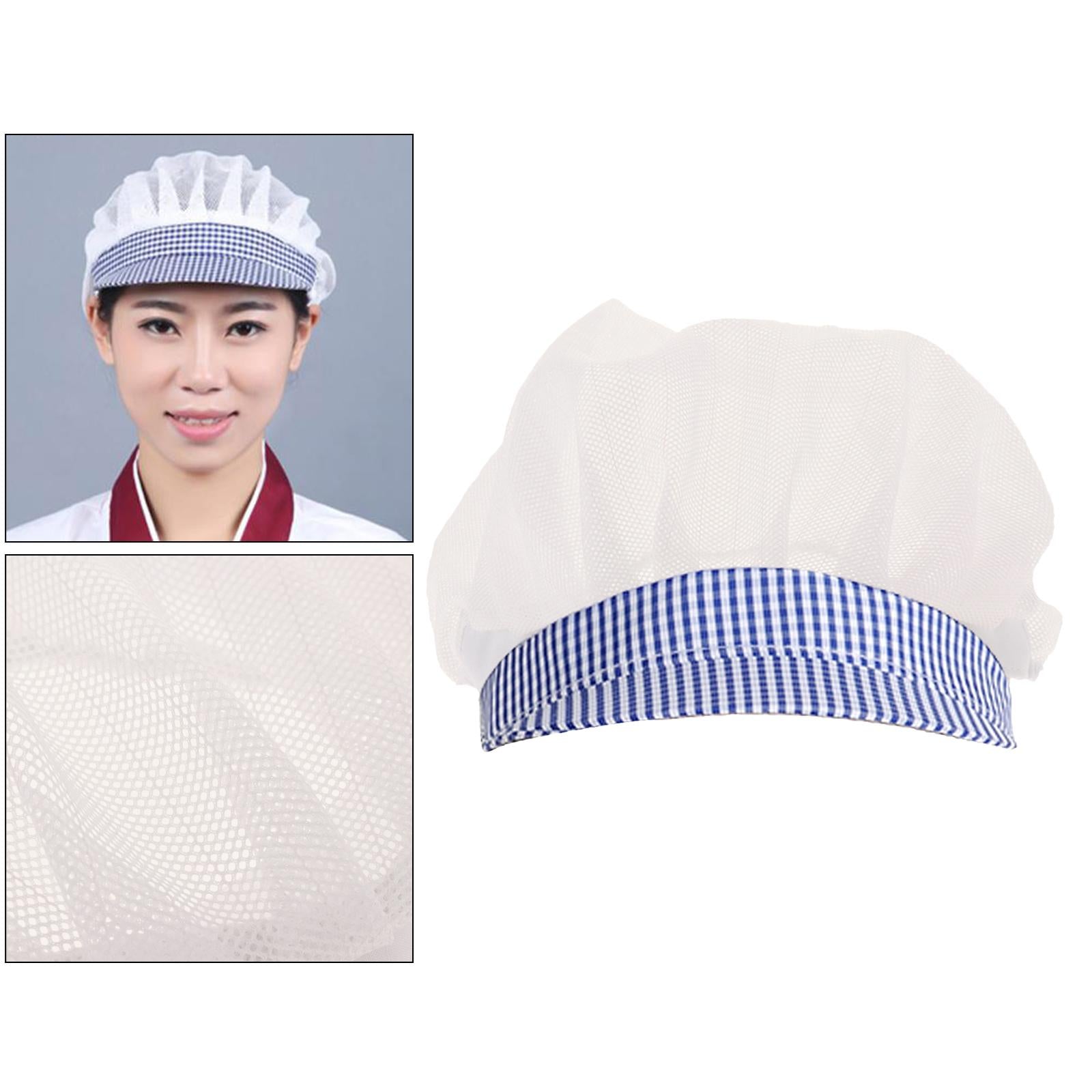 Chef Hats Hygiene Catering Hair Net Hat Kitchen Cooking Cap Dark Blue Grid