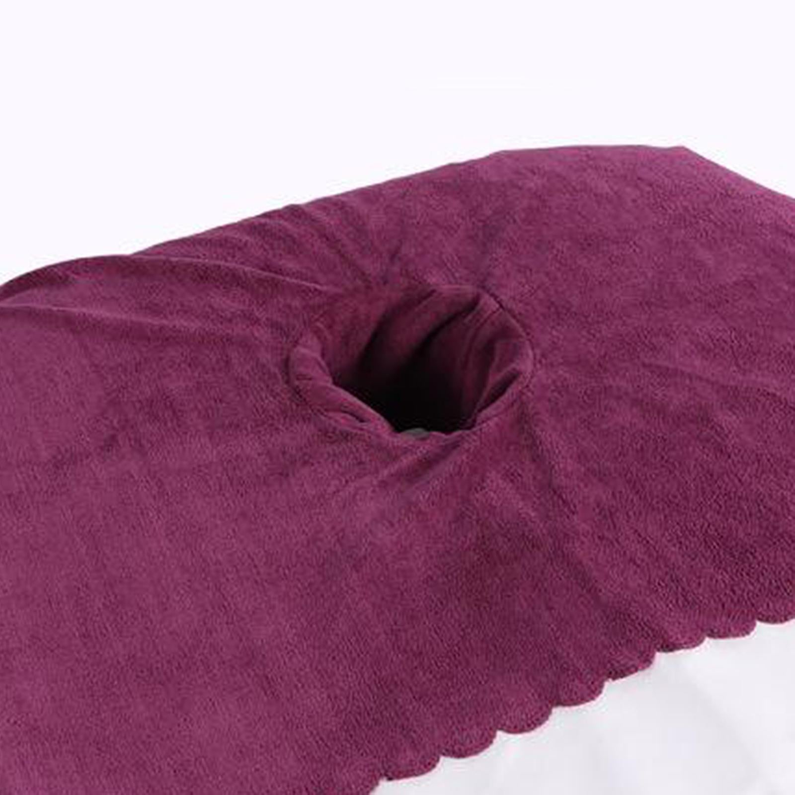 Thicken Coral Velvet Face Hole Towel Bed Cover for Beauty Salon Massage Bed Purple Red