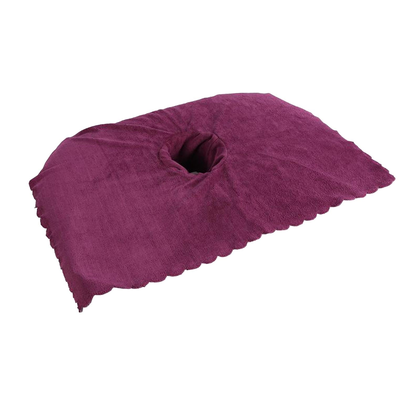 Thicken Coral Velvet Face Hole Towel Bed Cover for Beauty Salon Massage Bed Purple Red
