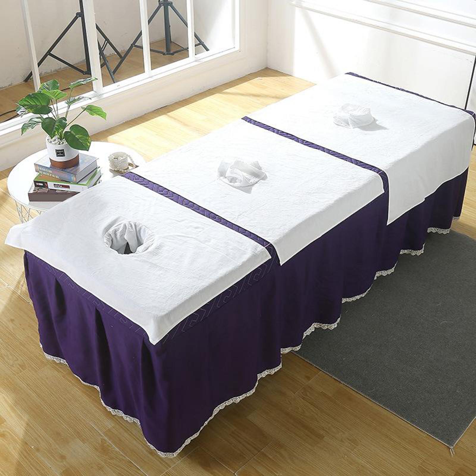 Cotton SPA Half Table Cover Beauty Salon Bed Face Hole Towel White